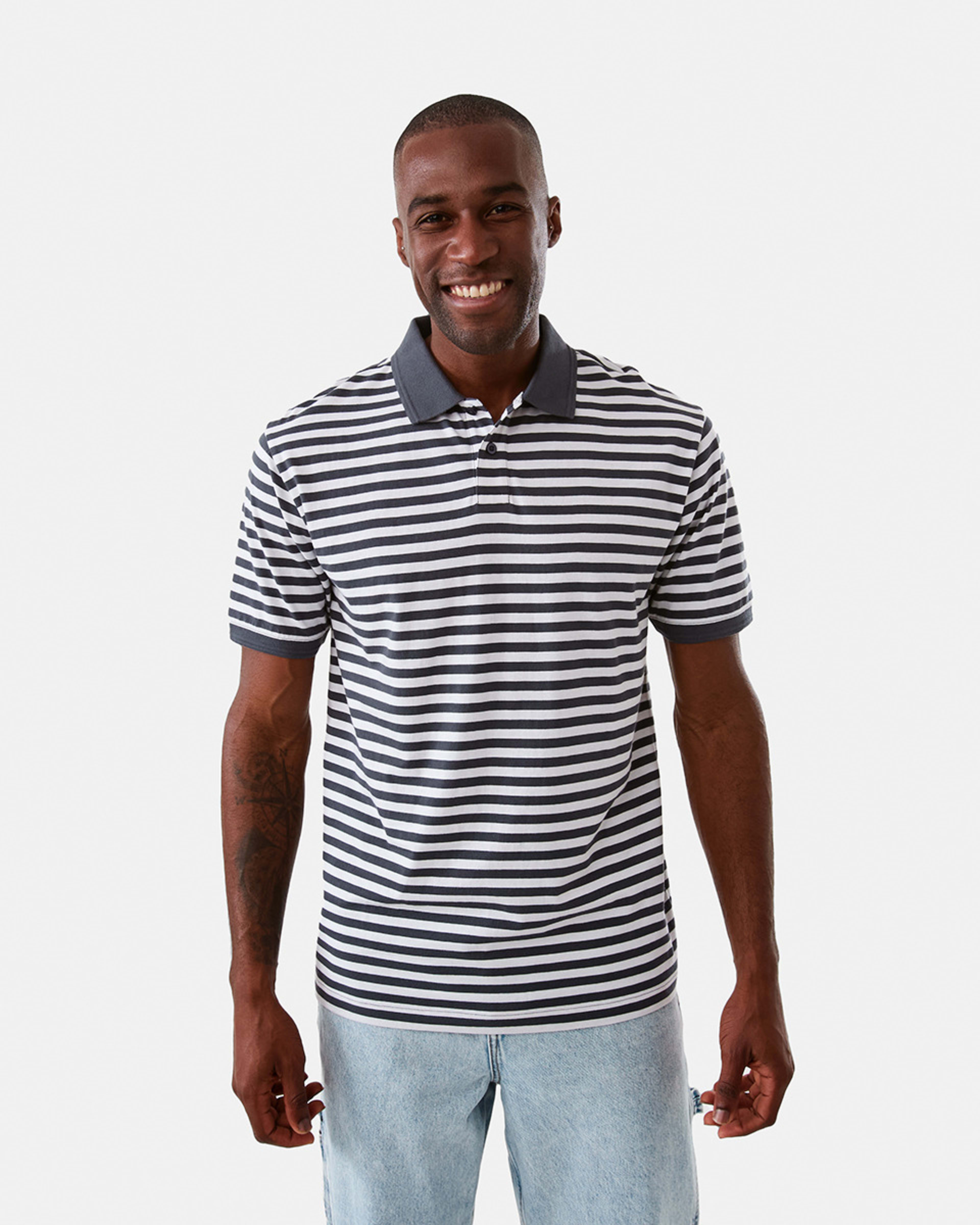 1 Jersey Stripe Polo Shirt Blu Stripe, 1 of 6