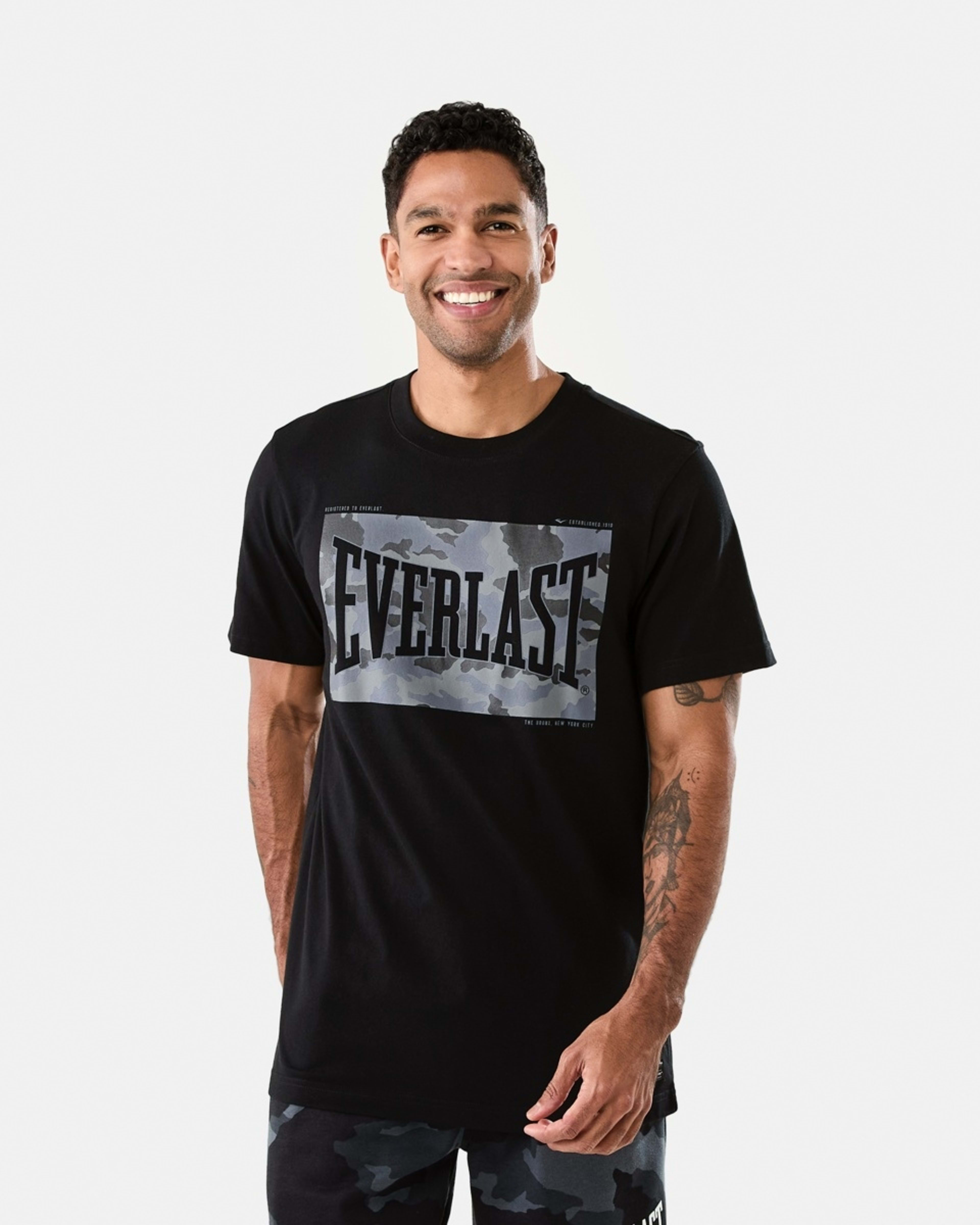 1 Everlast Mens Camo Crew Neck T-shirt Black Camo