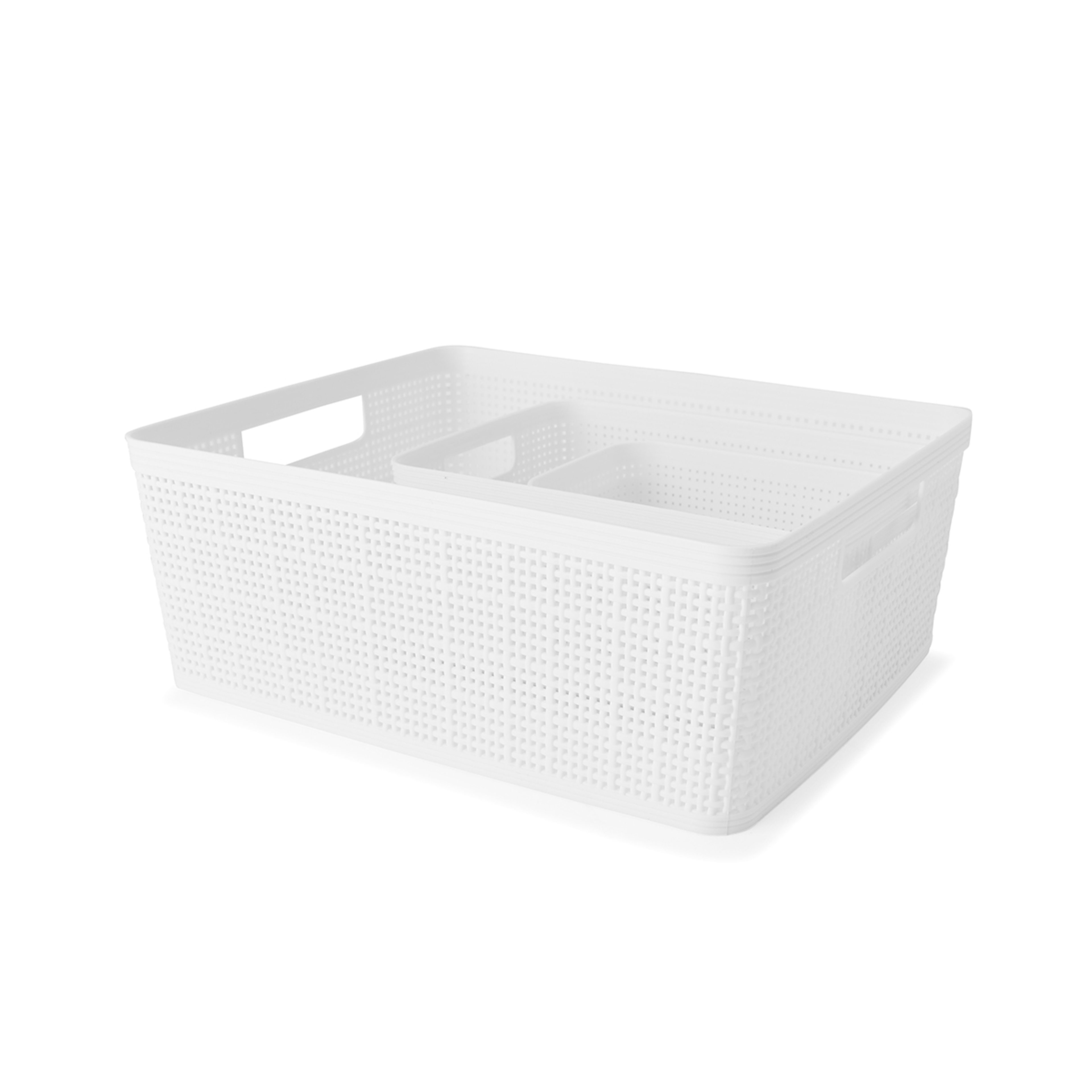 Set of 4 Linen Weave Baskets White Kmart NZ