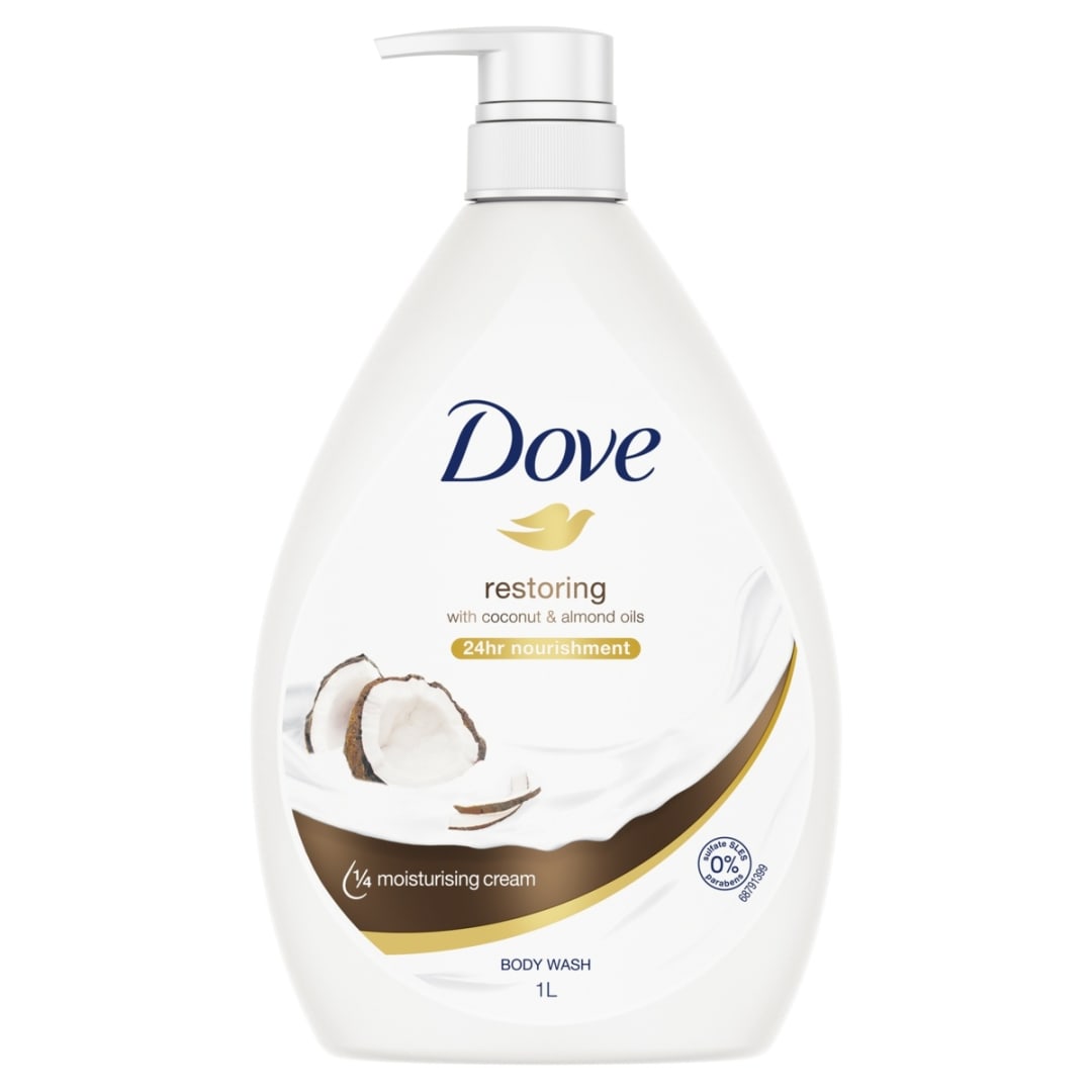Dove Restoring & Nourishing Body Wash 1L Coconut & Almond Oil Kmart