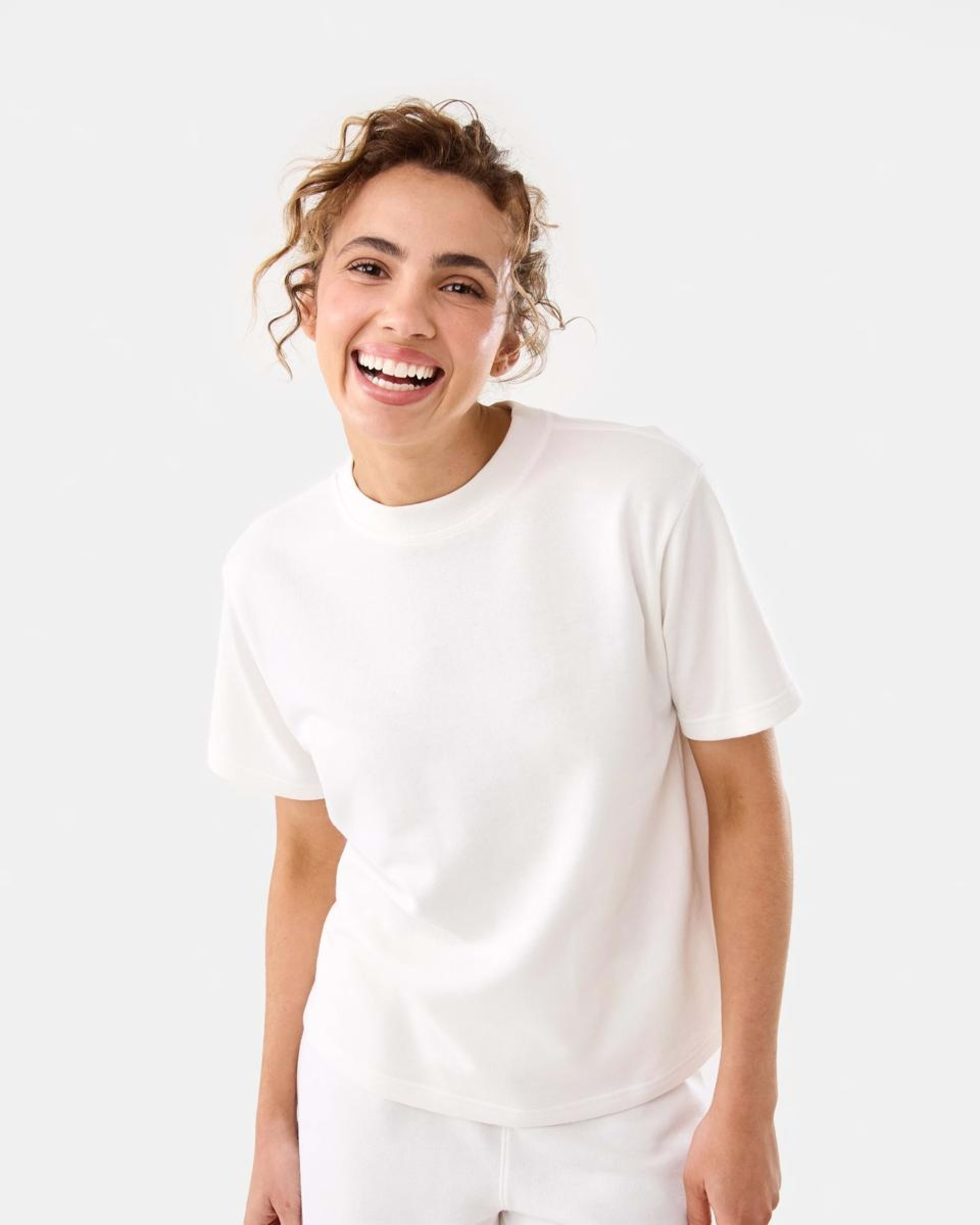 1 Active Womens Terry T-shirt EGRET WHITE, 1 of 7