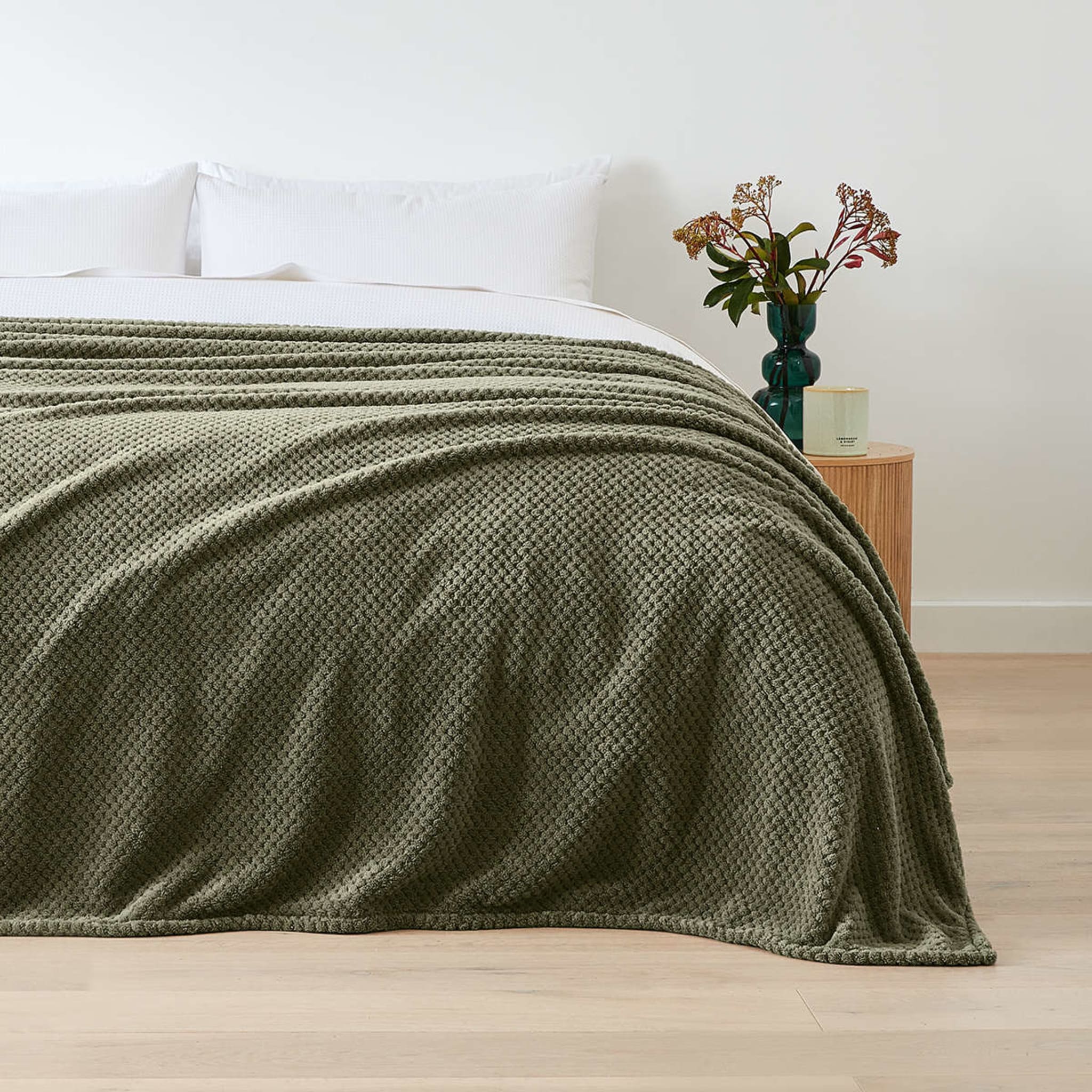Coral Jacquard Blanket Double/Queen Bed, Forest Kmart