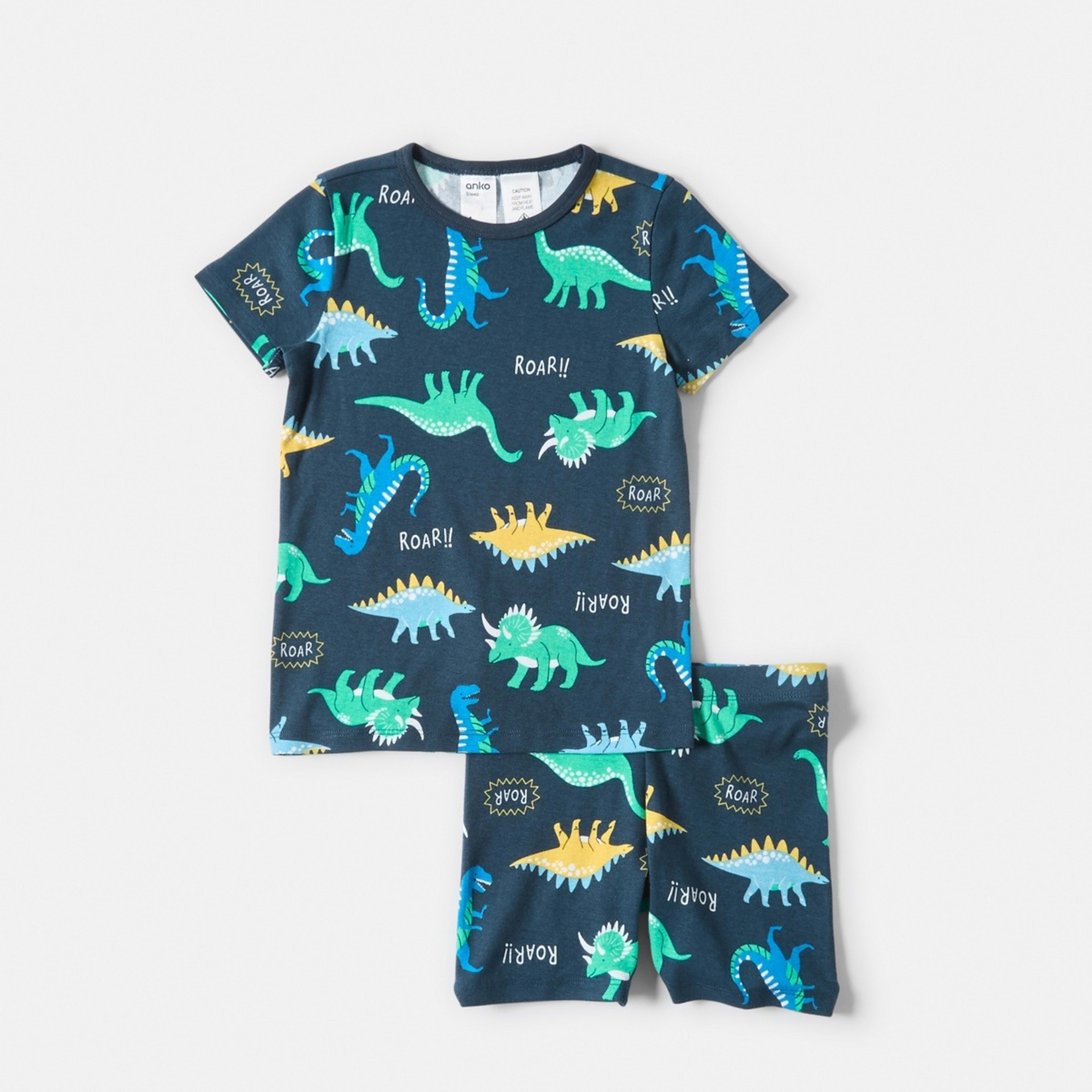 7 Short Sleeve Rib Knit Pyjama Set Multidinos, 7 of 10