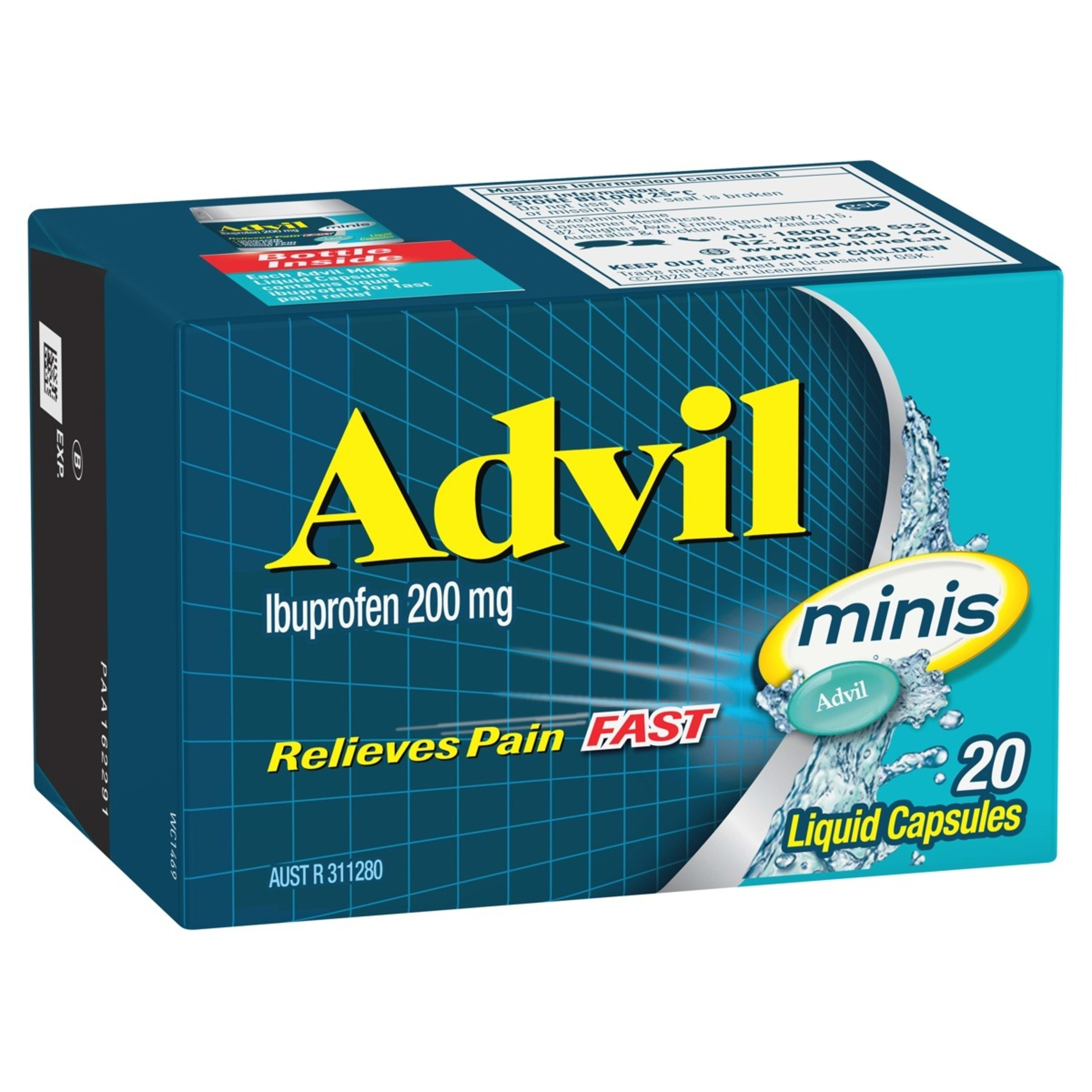 1 20 pack Advil Ibuprofen 200 mg Minis Liquid Capsules