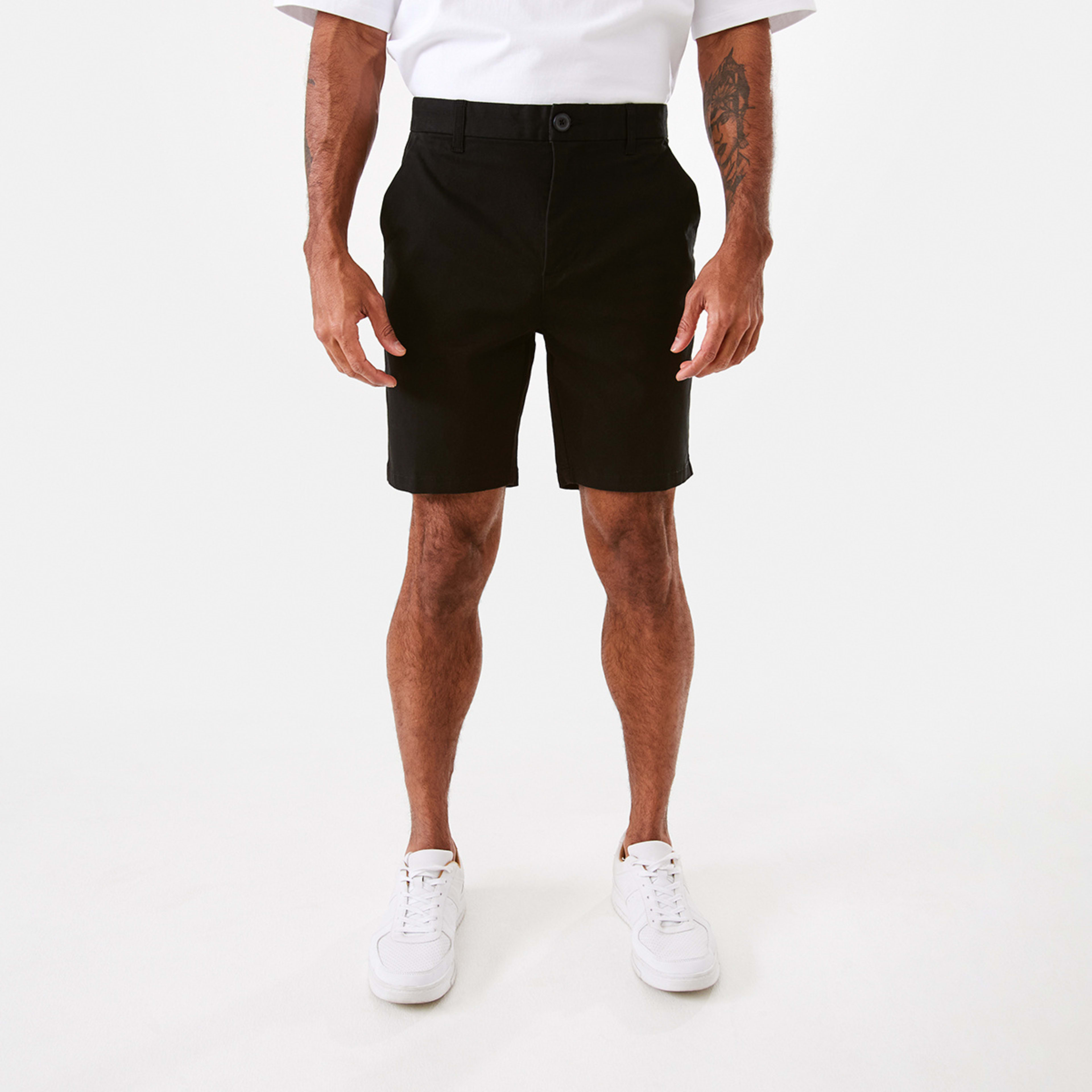 7 Fixed Waist Slim Stretch Chino Shorts Black, 7 of 7