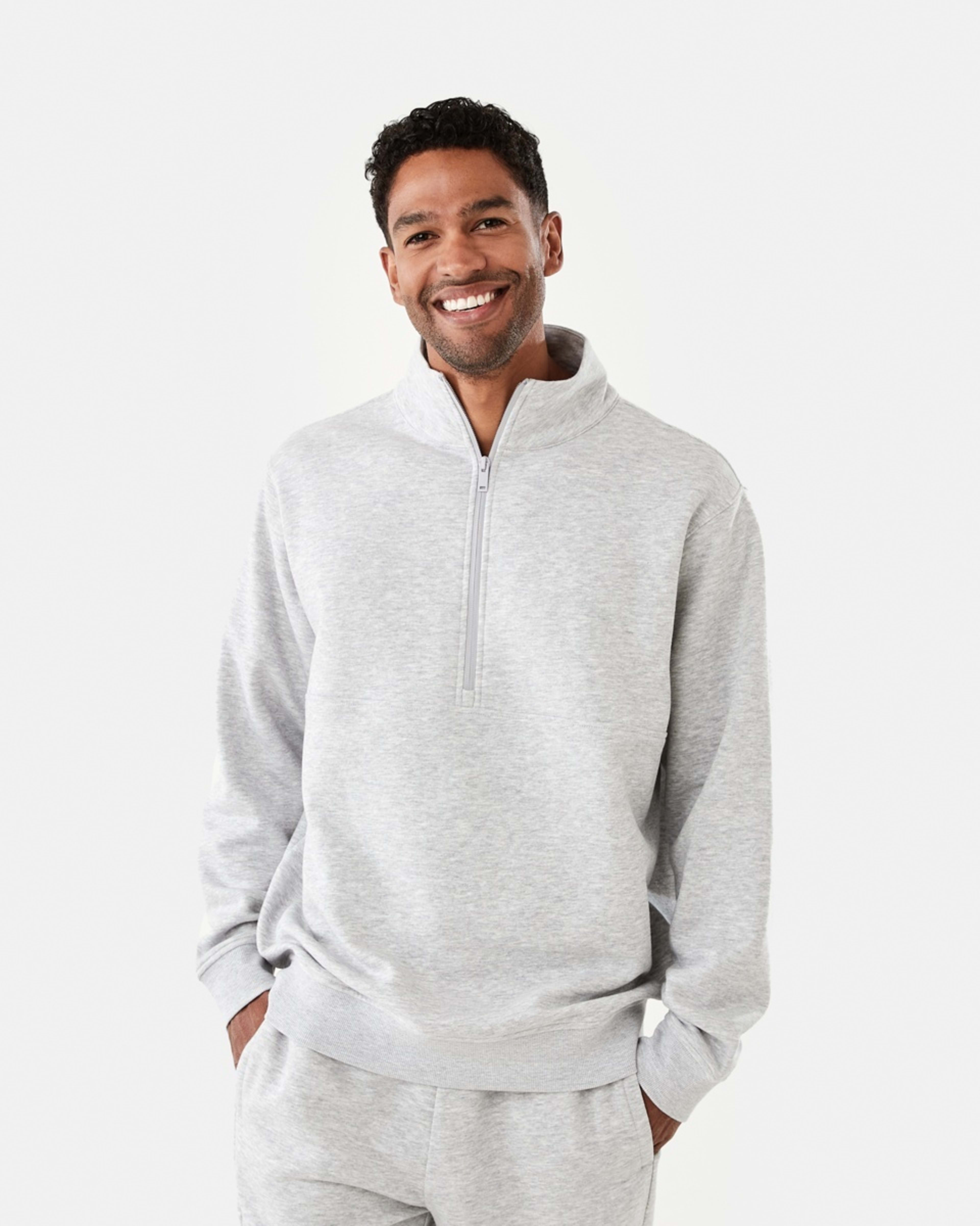 1 Active Mens Half Zip Pullover Grey Marl
