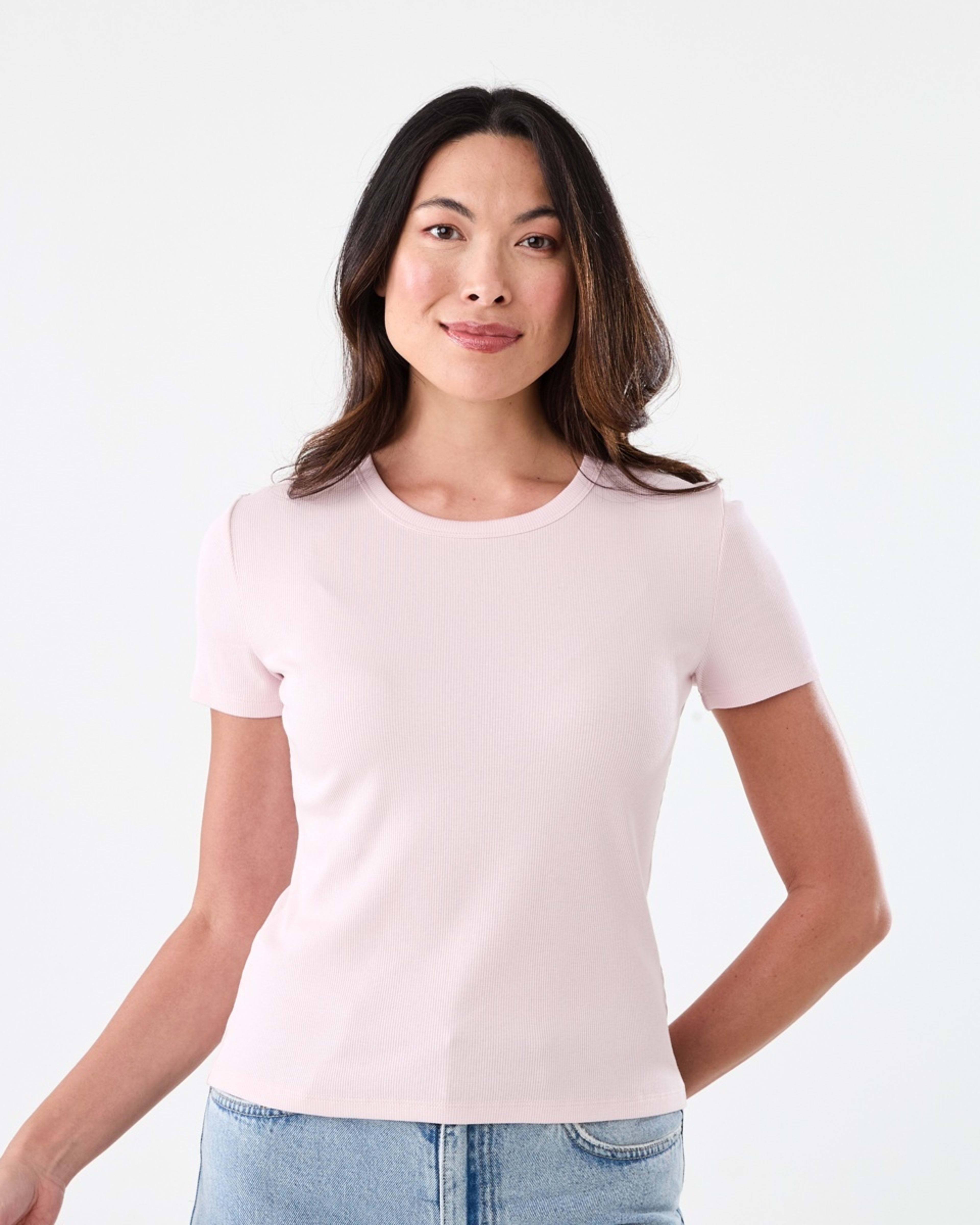 1 Short Sleeve Rib Crew Neck T-shirt SOFT BLOSSOM, 1 of 5