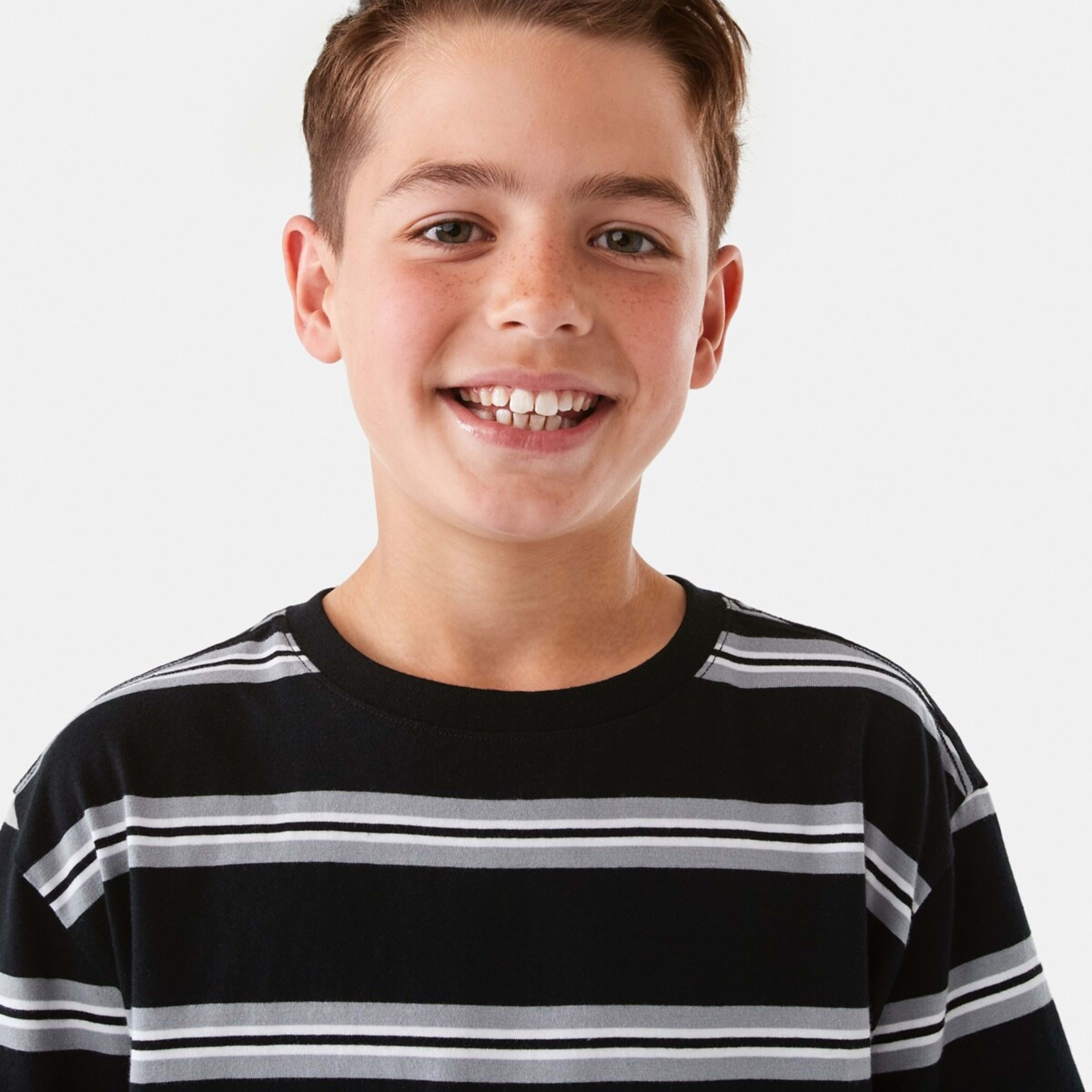 3 Short Sleeve Stripe T-shirt Blk Rtrstr, 3 of 8