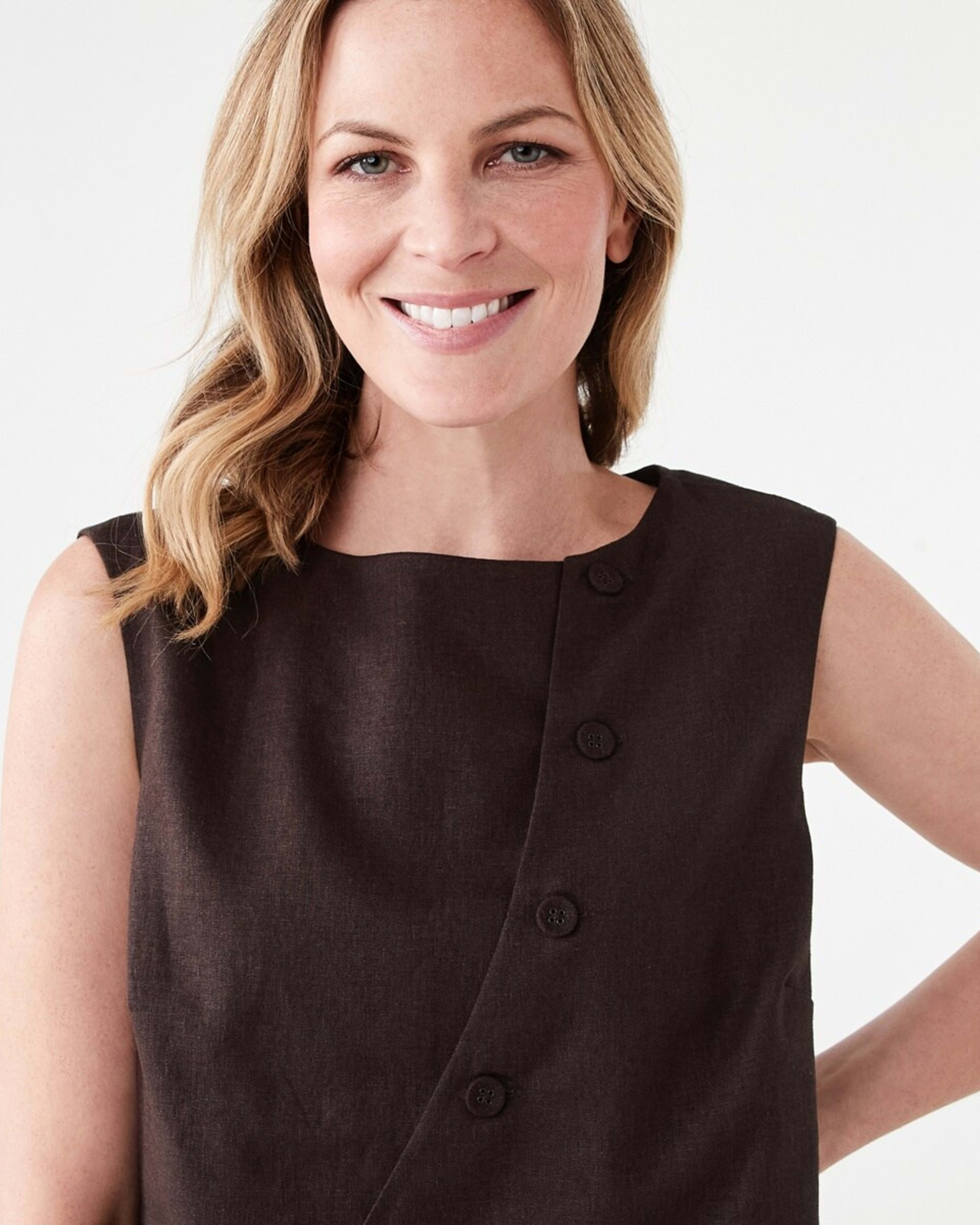 4 Sleeveless Asymmetrical Button Through Vest MELTED CHOCOLATE, 4 of 6