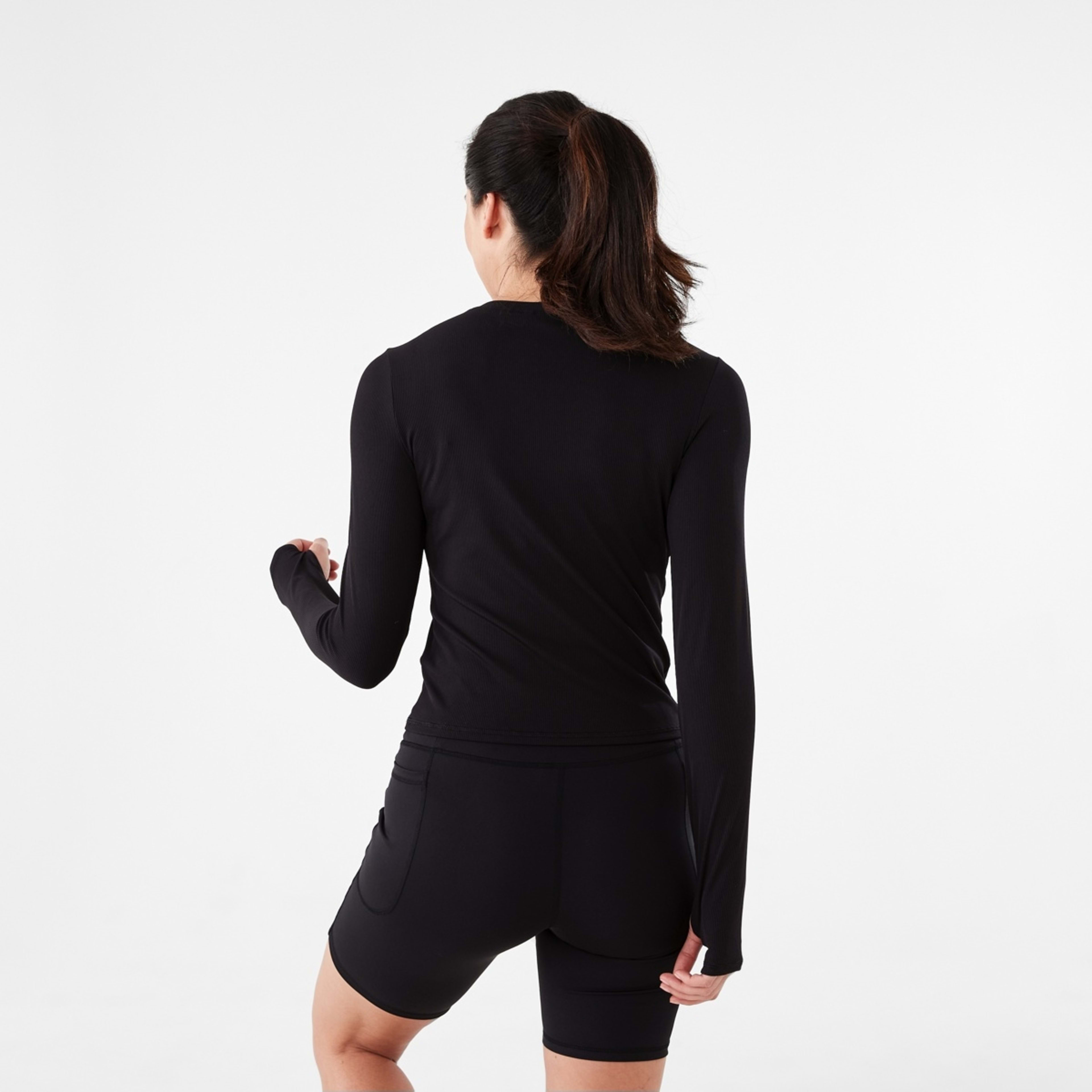 3 Active Womens Long Sleeve Rib T-shirt Black, 3 of 6