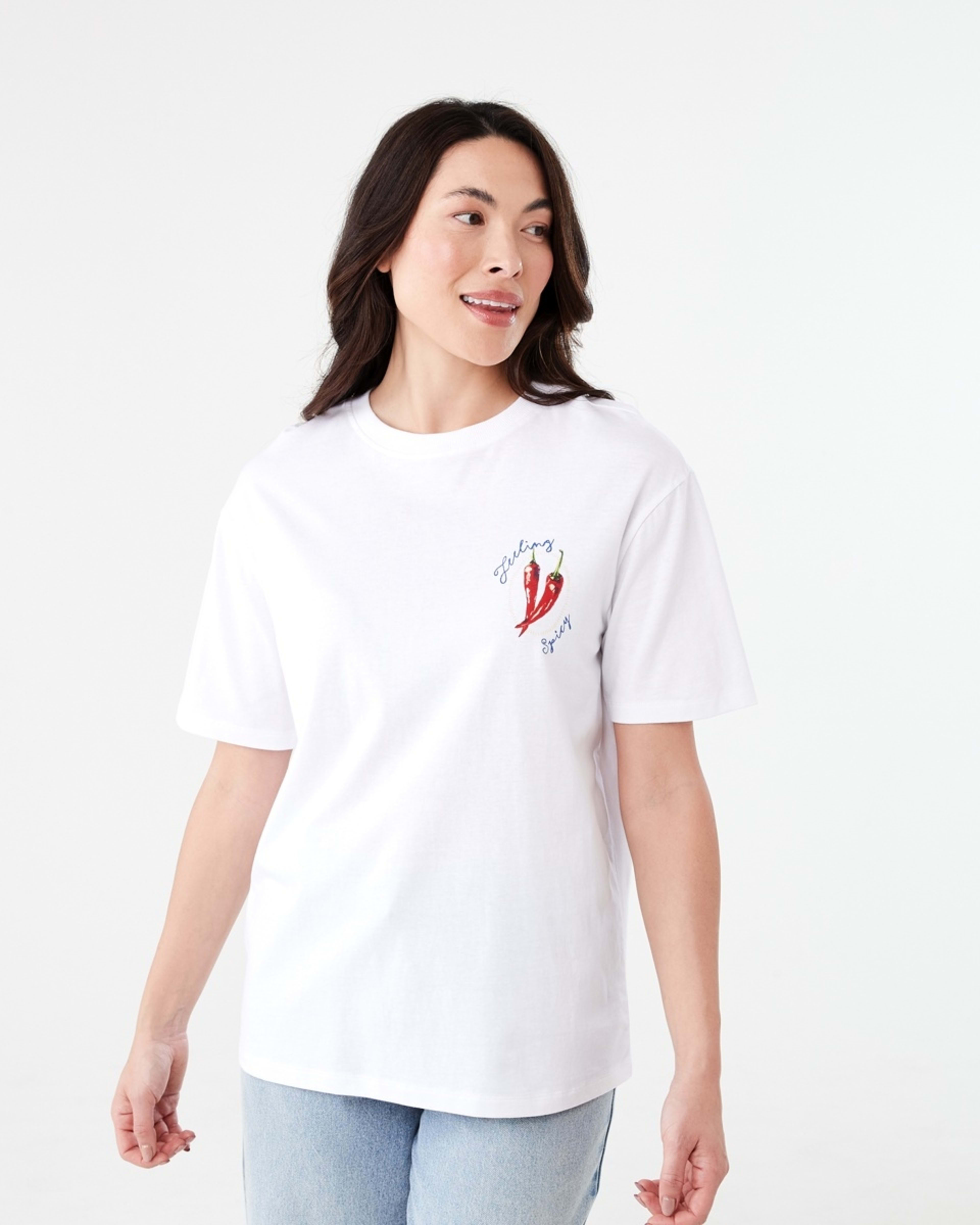 1 Short Sleeve Oversized Boyfriend T-shirt PICANTE WHITE