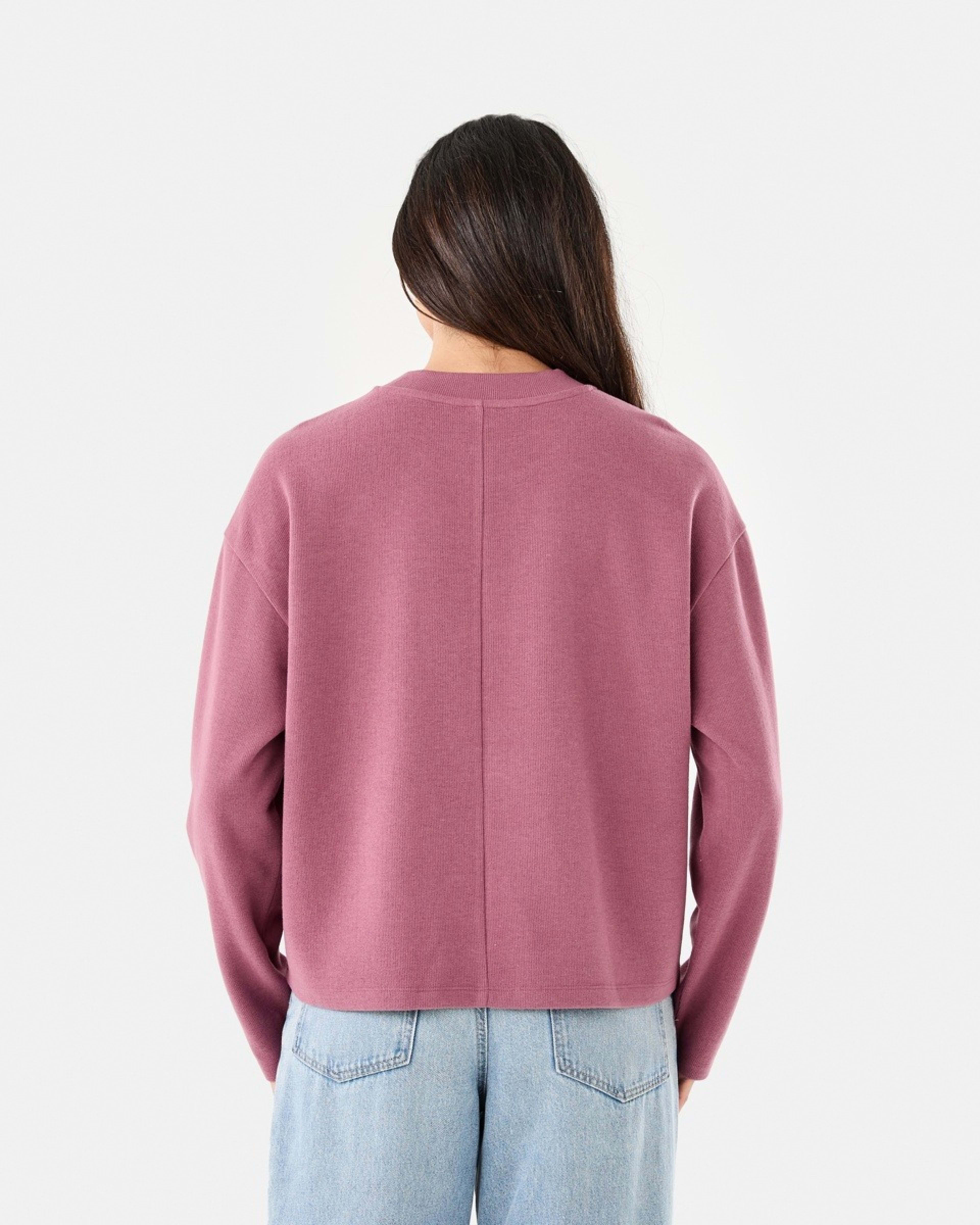 3 Long Sleeve Brushed Seam Detail Top Berry, 3 of 6
