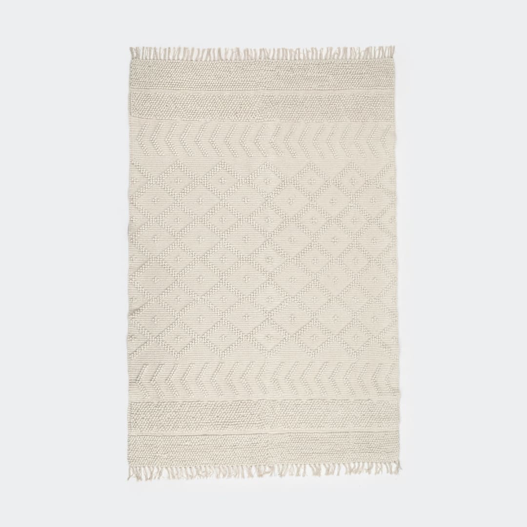 Woven Loop Wool Blend Rug Cream, Large 235cm x 160cm Kmart