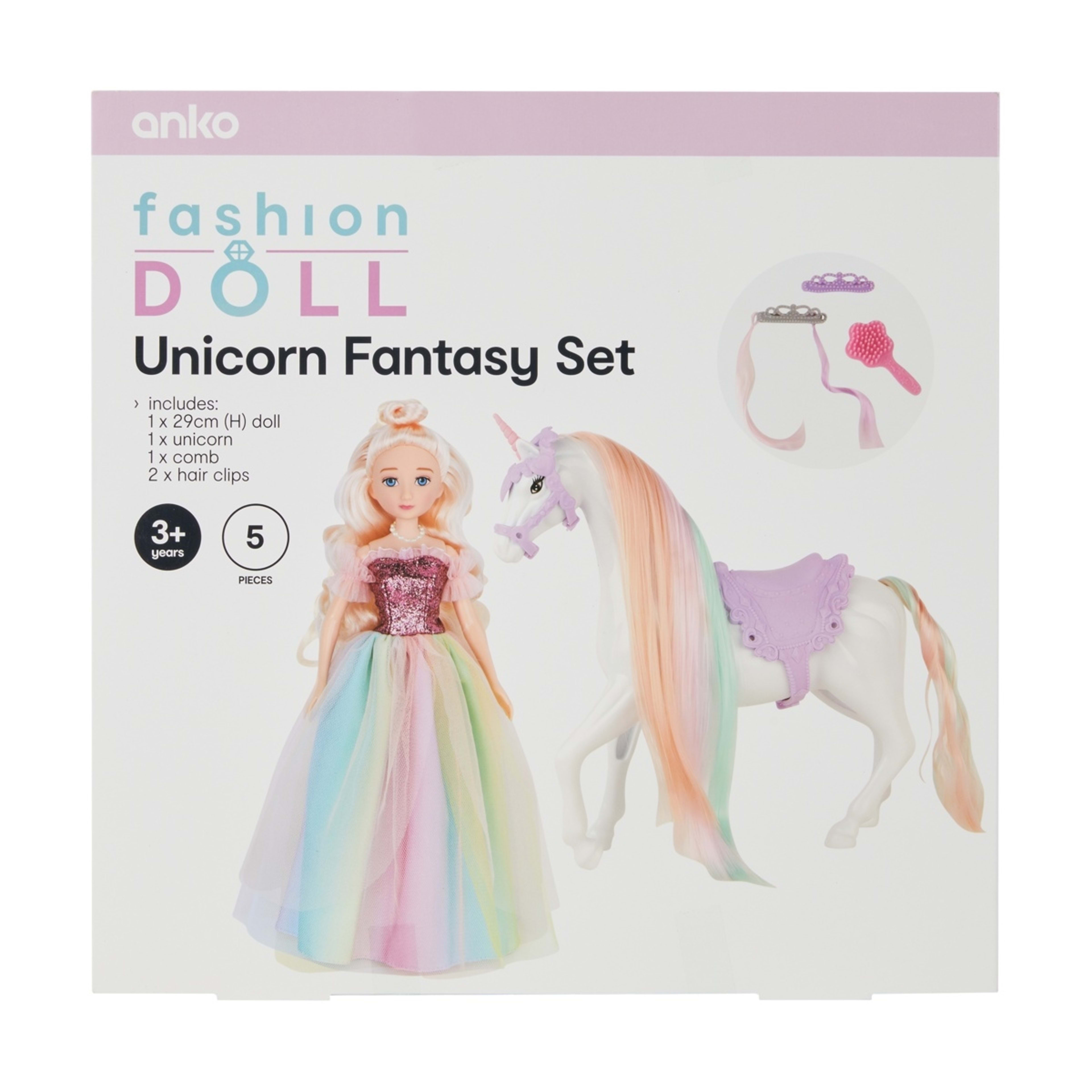 10 5 Piece Fashion Doll Unicorn Fantasy Set, 10 of 10