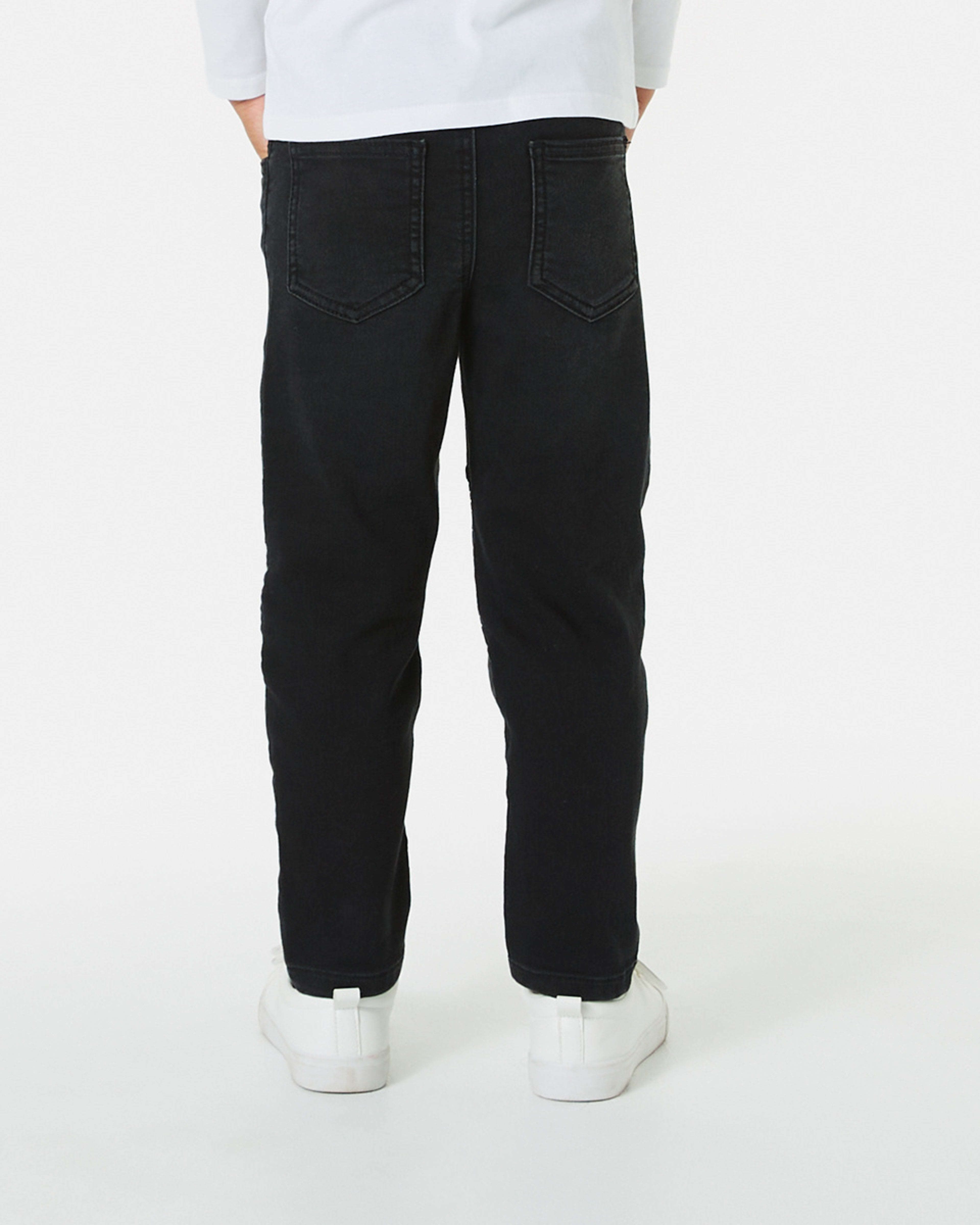 2 Knit Moto Denim Jeans Black Wash, 2 of 8