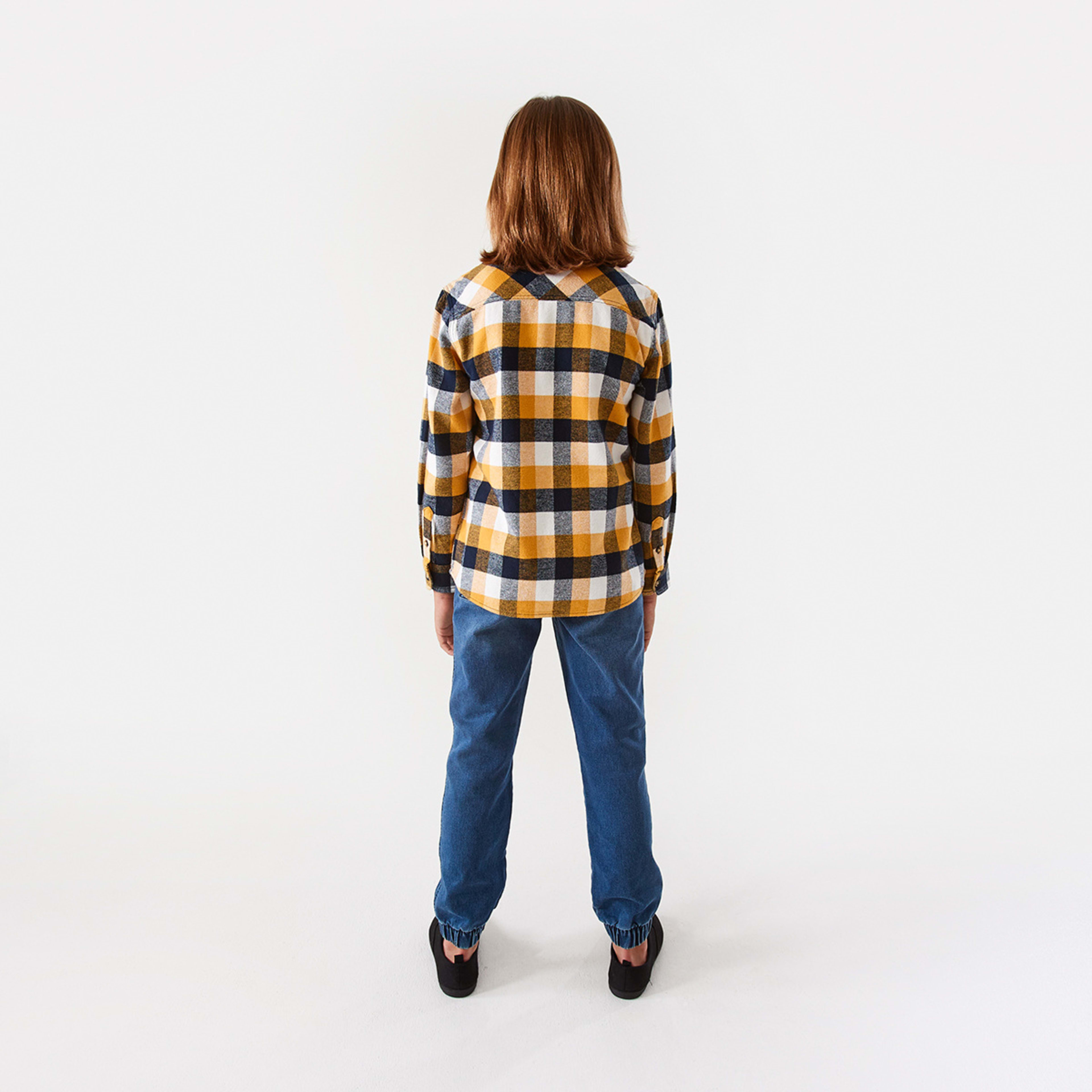 8 Long Sleeve Flannel Shirt Beige Chck, 8 of 10