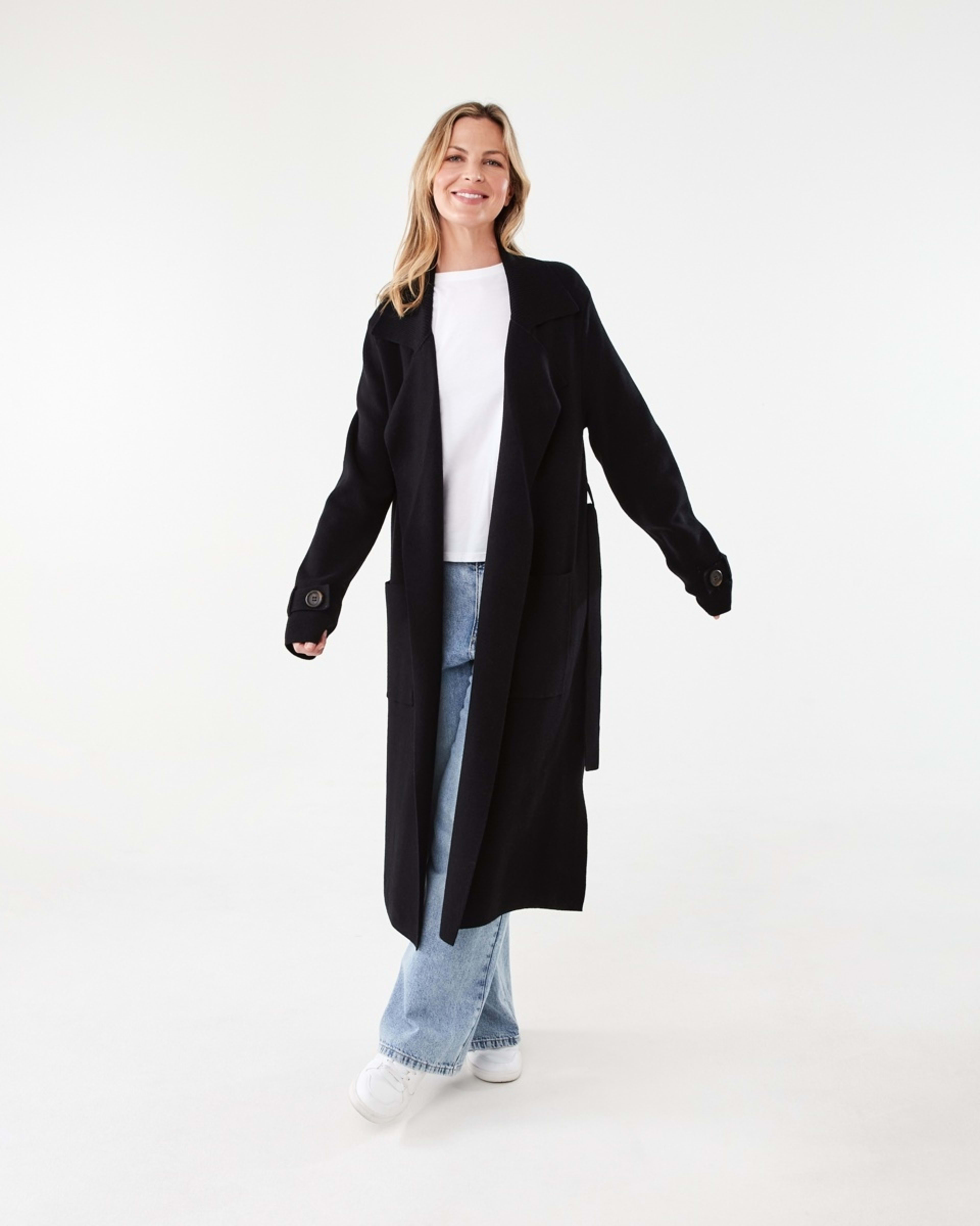 1 Trench Coatigan Black, 1 of 8