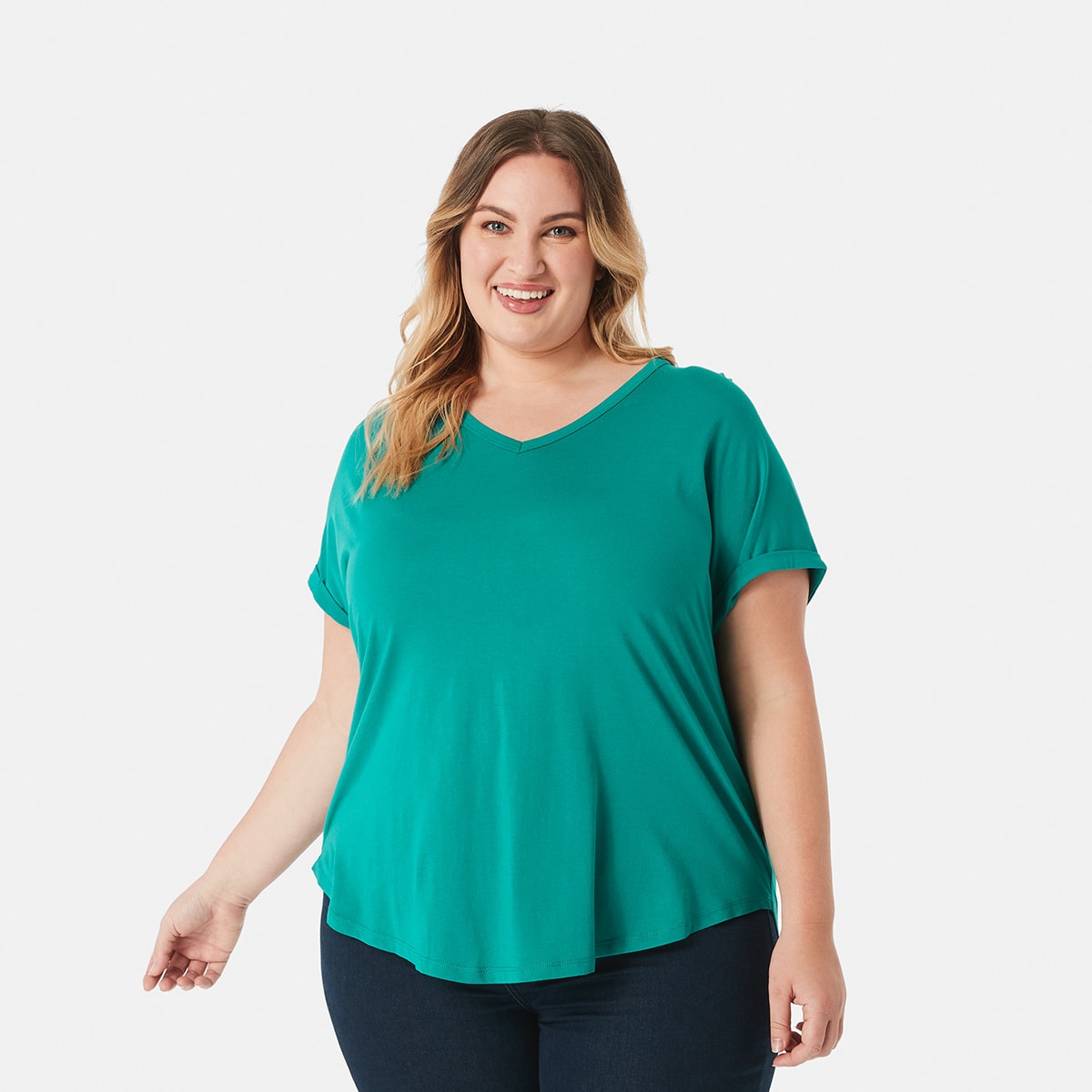 Curve Short Sleeve Double V-Neck T 