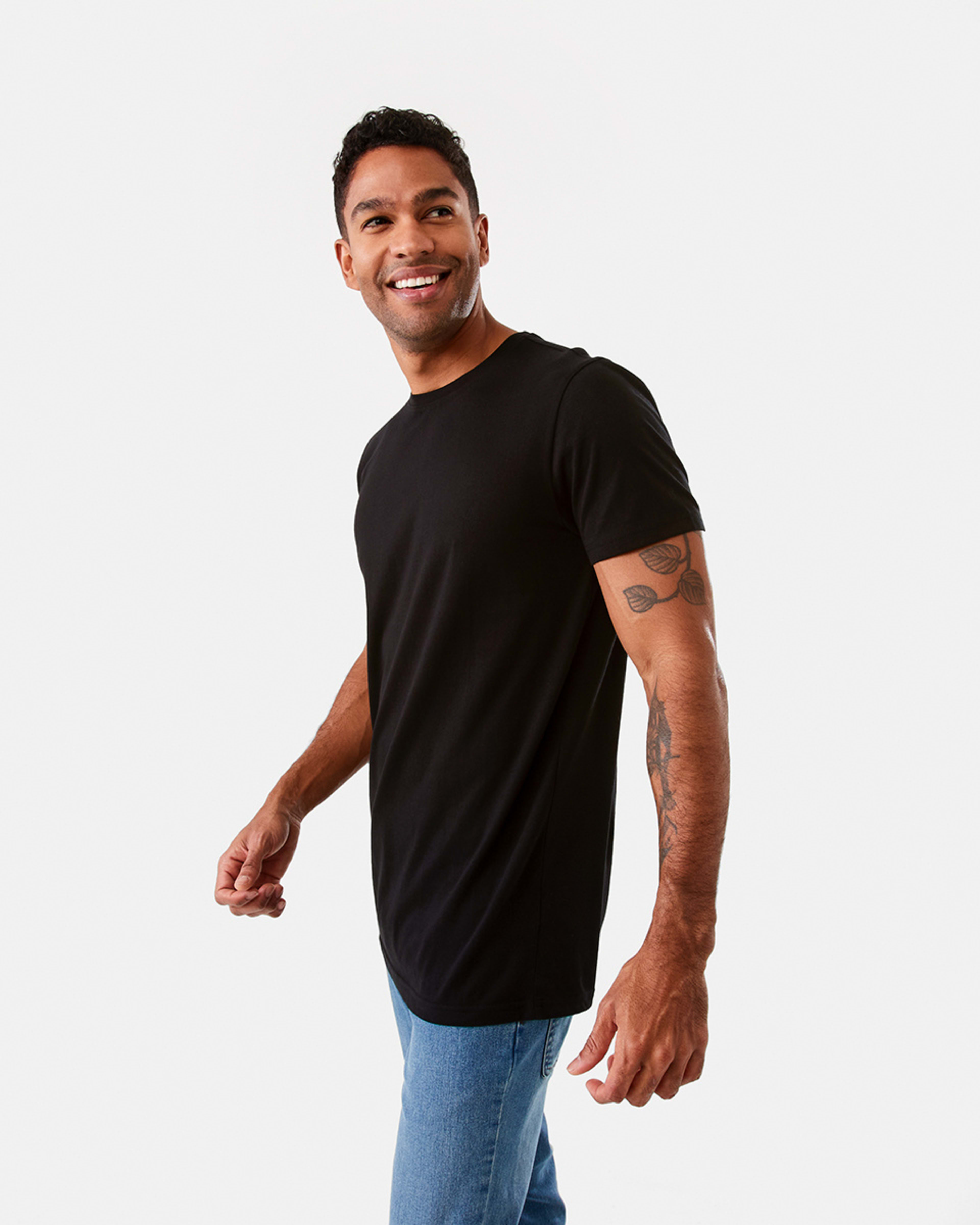 2 Australian Grown Cotton Longline T-shirt Black, 2 of 6
