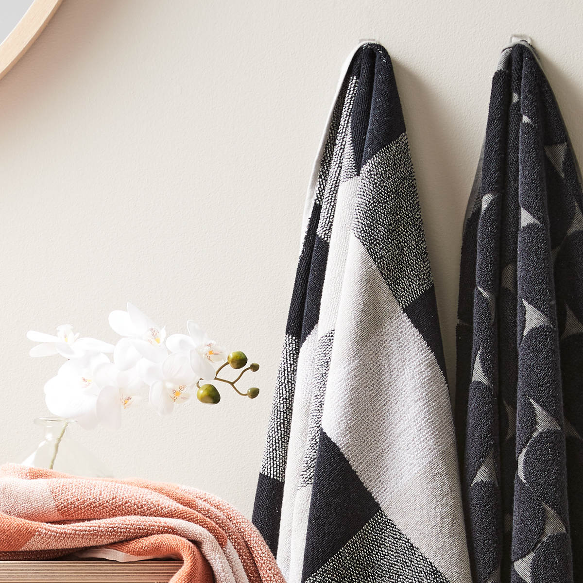 Gingham Monochrome Bath Towel Kmart