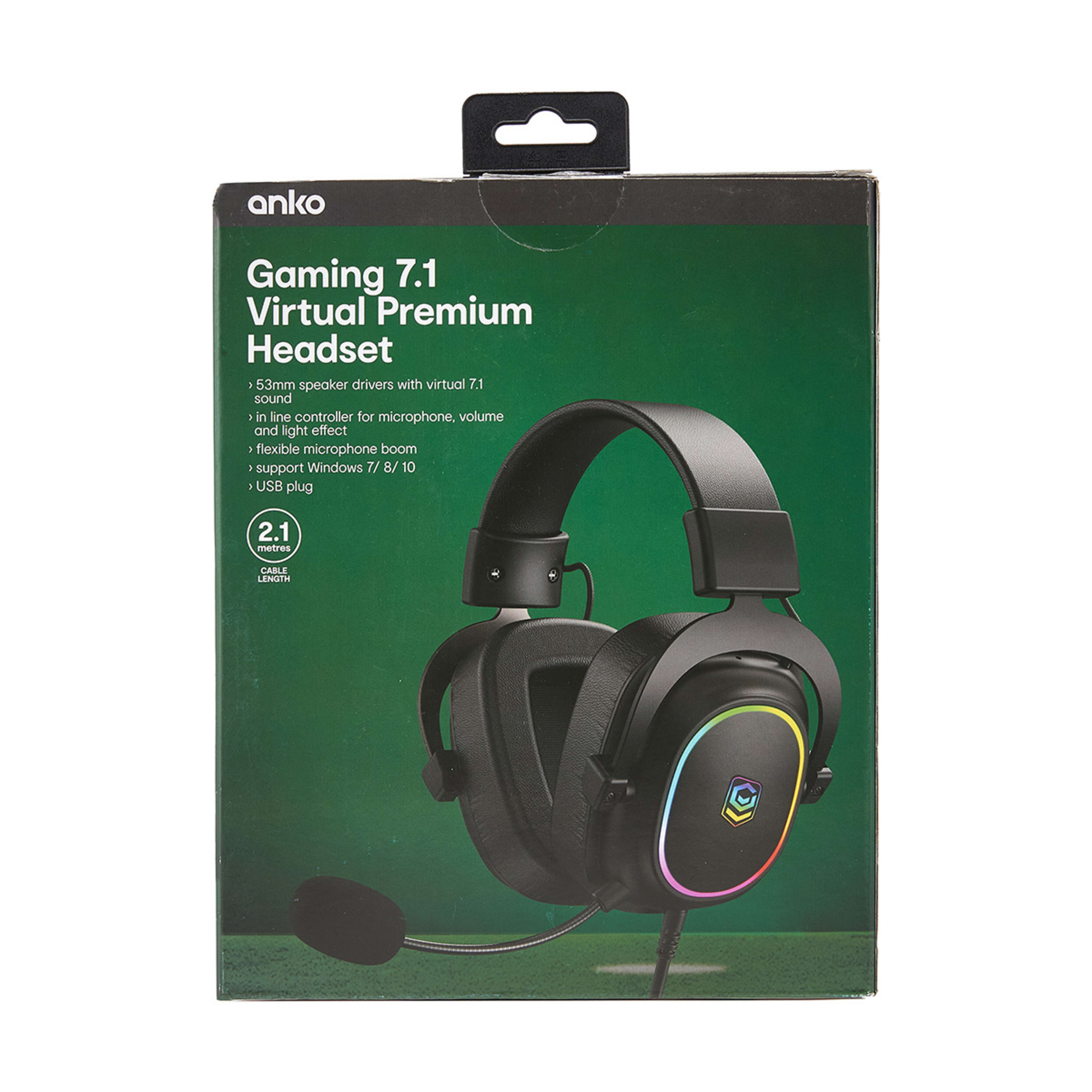 Gaming 7.1 Virtual Premium Headset Black Kmart