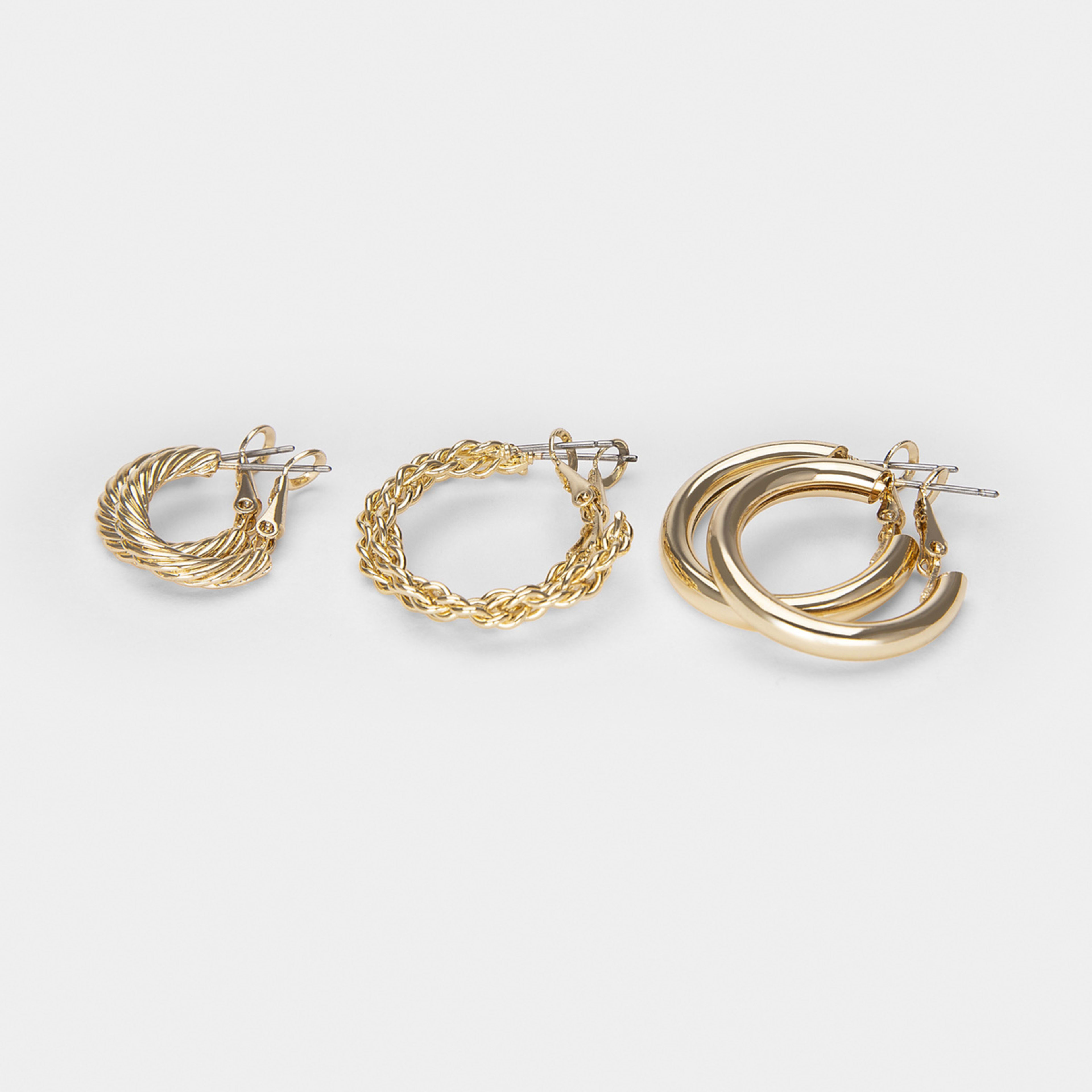 3 Pack Chain and Twisted Hoop Earrings - Gold Tone - Kmart