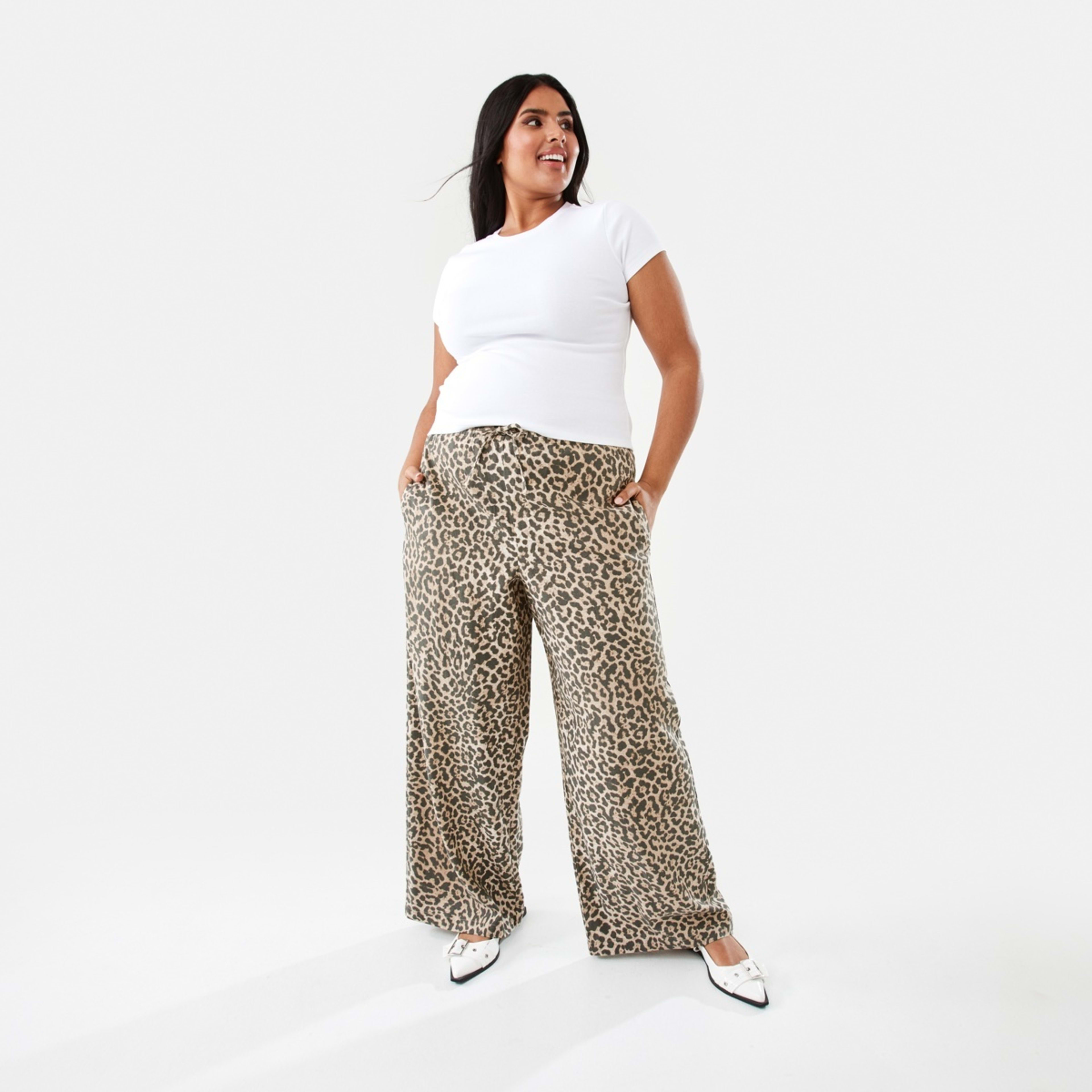 4 Linen Blend Wide Leg Pants Leopard, 4 of 10