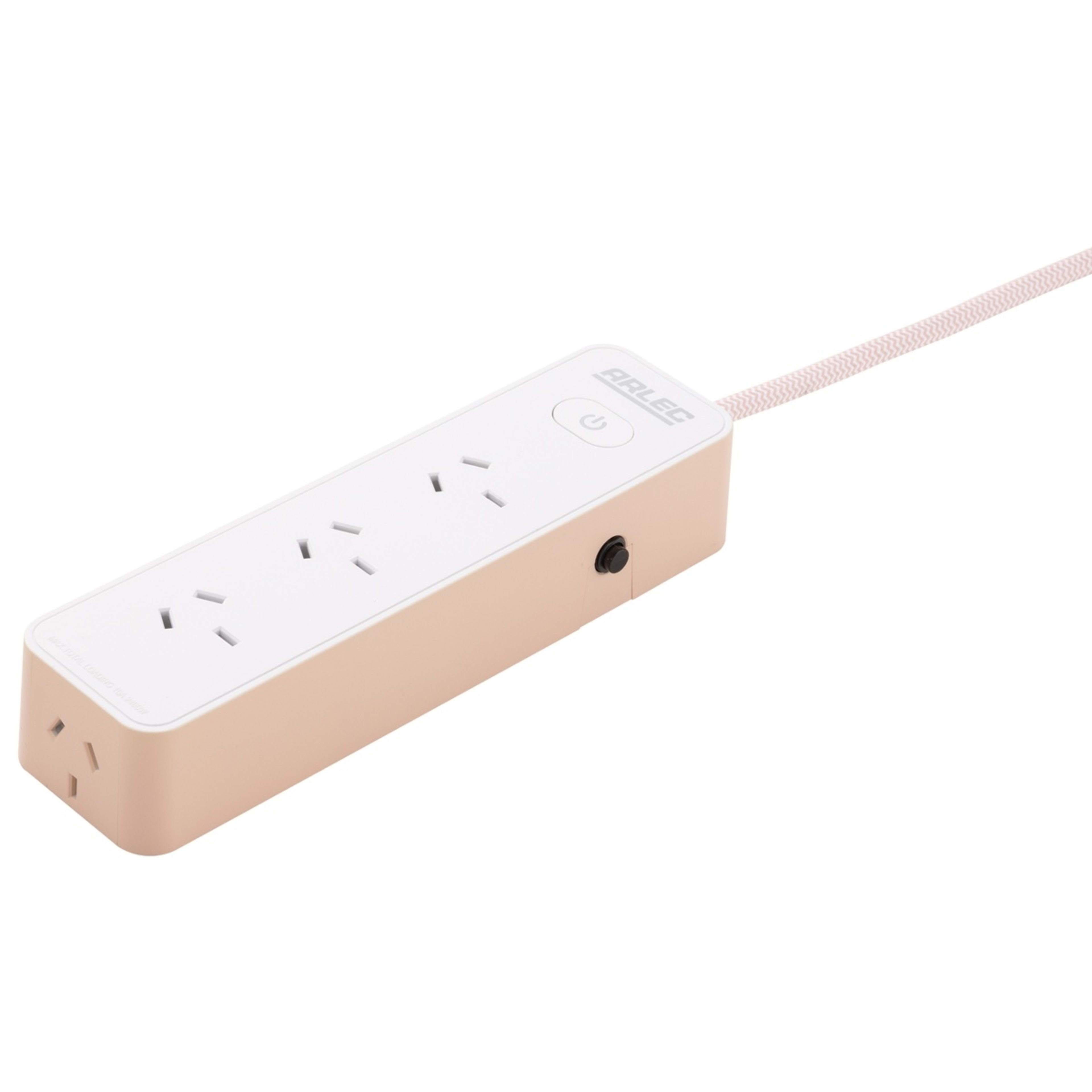 3 4 Outlet Arlec Powerboard with Master Switch - Pink, 3 of 4