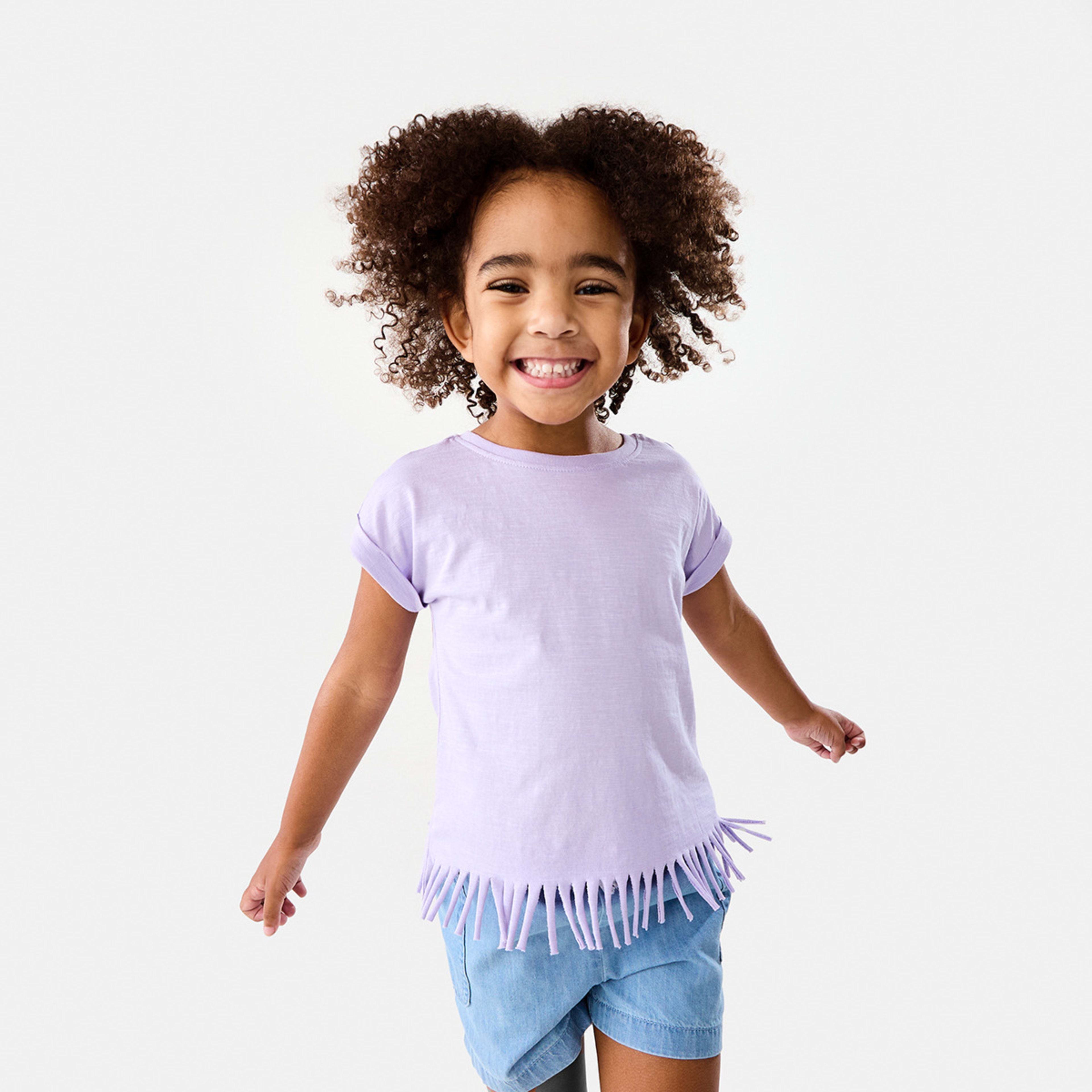 1 Short Sleeve Fringe T-shirt Pst Purple, 1 of 9