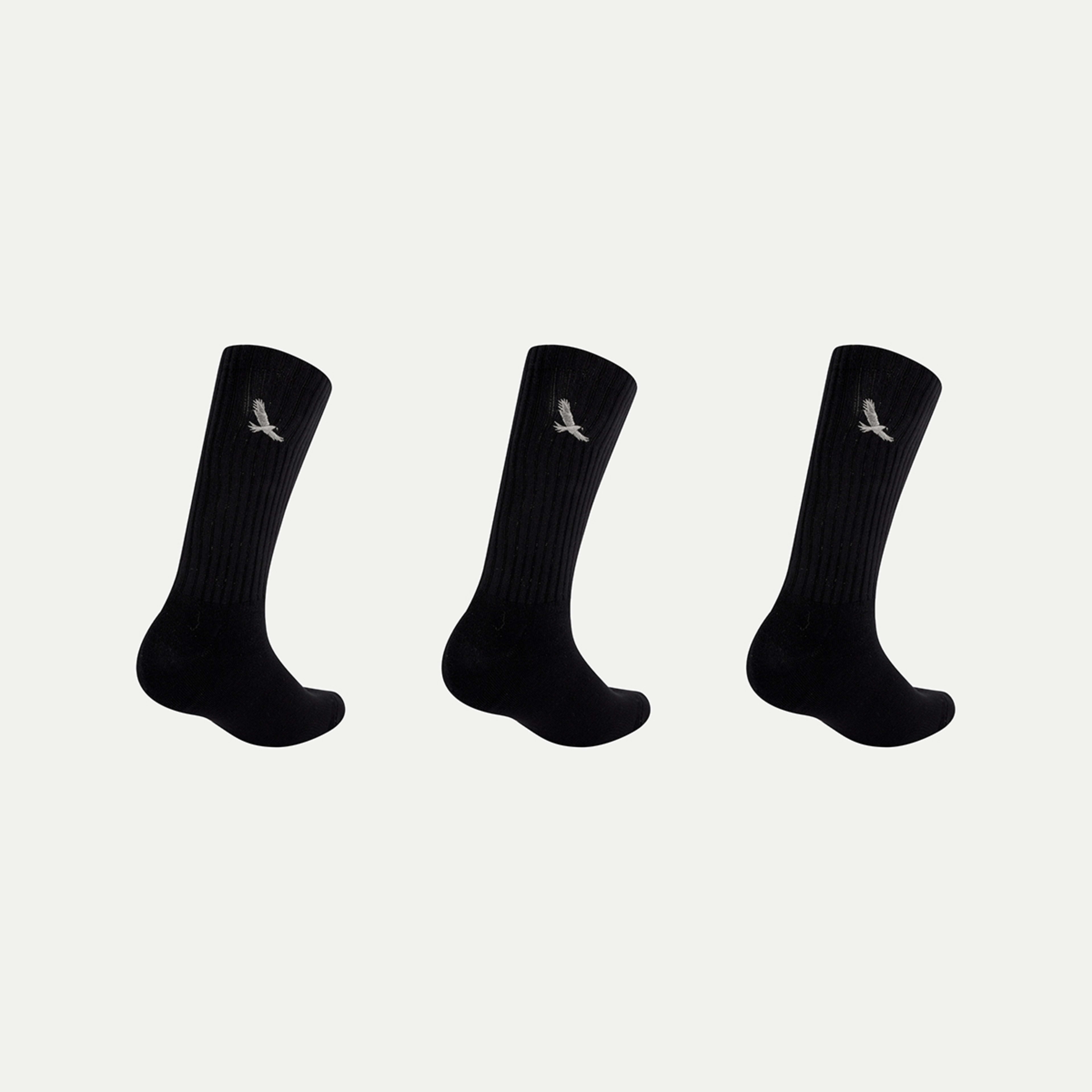 2 3 Pack Bamboo Rib Crew Socks Black, 2 of 3