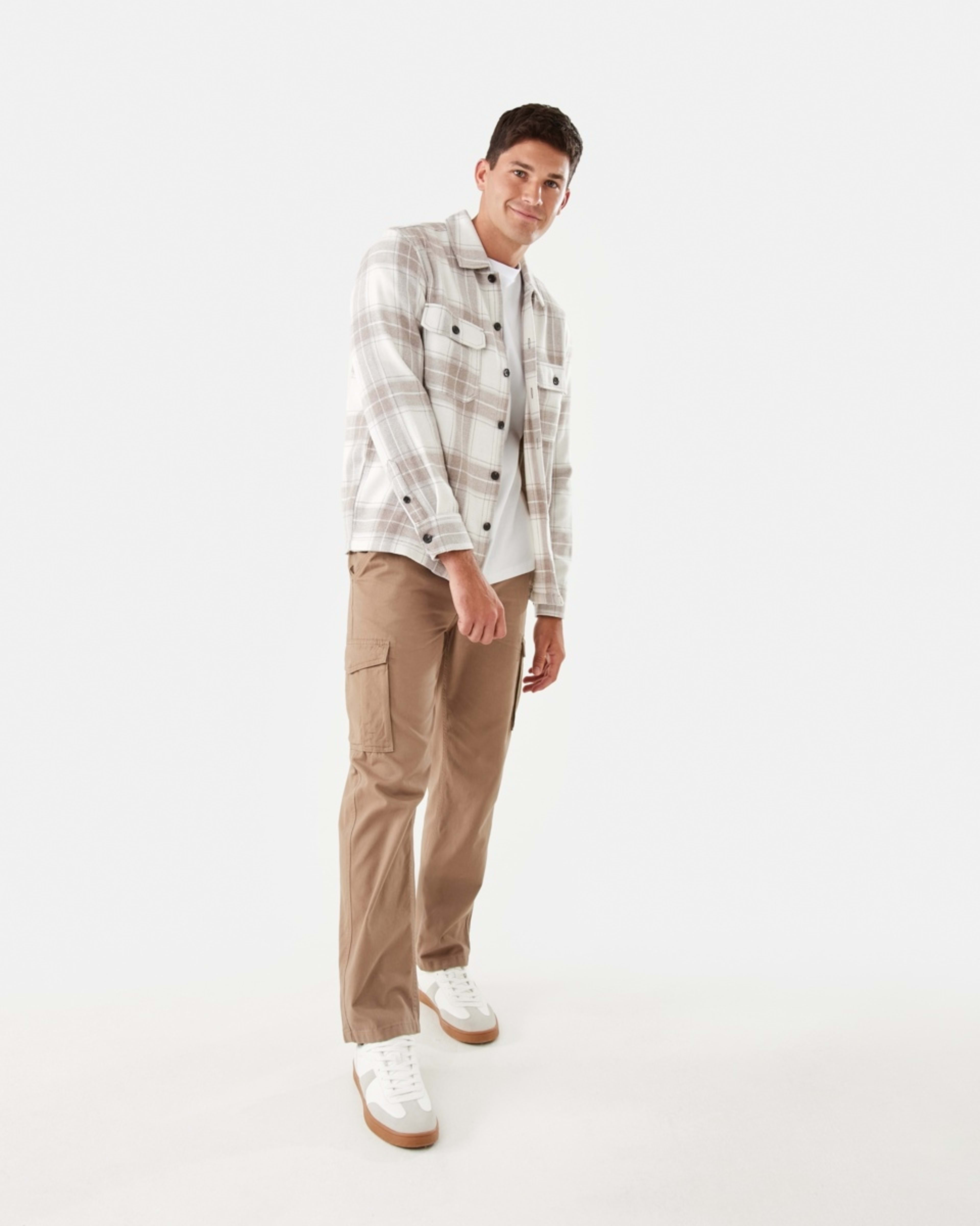 2 Long Sleeve Check Overshirt Bge Check, 2 of 7