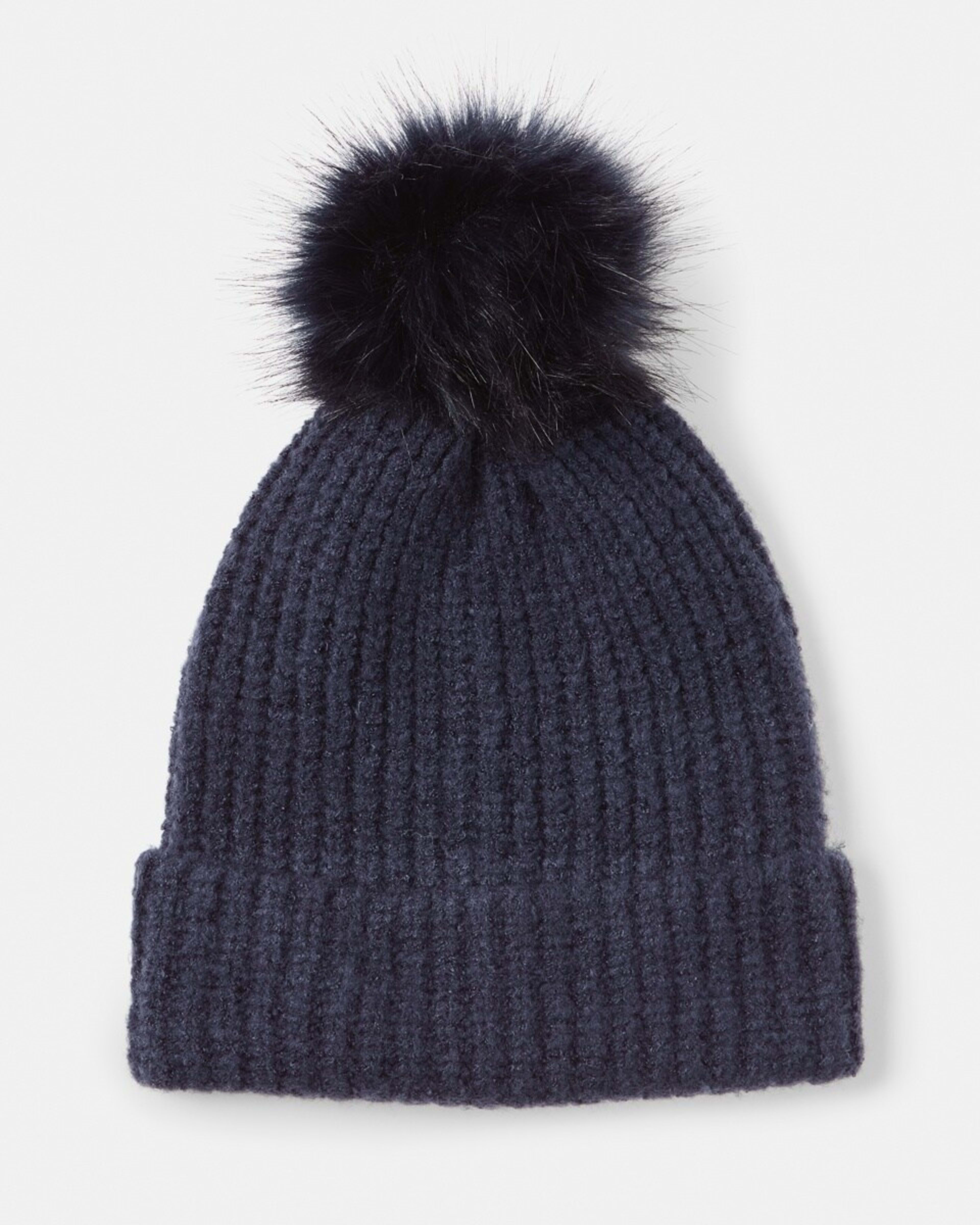 1 Rib Pom Pom Beanie Fluid Navy, 1 of 5