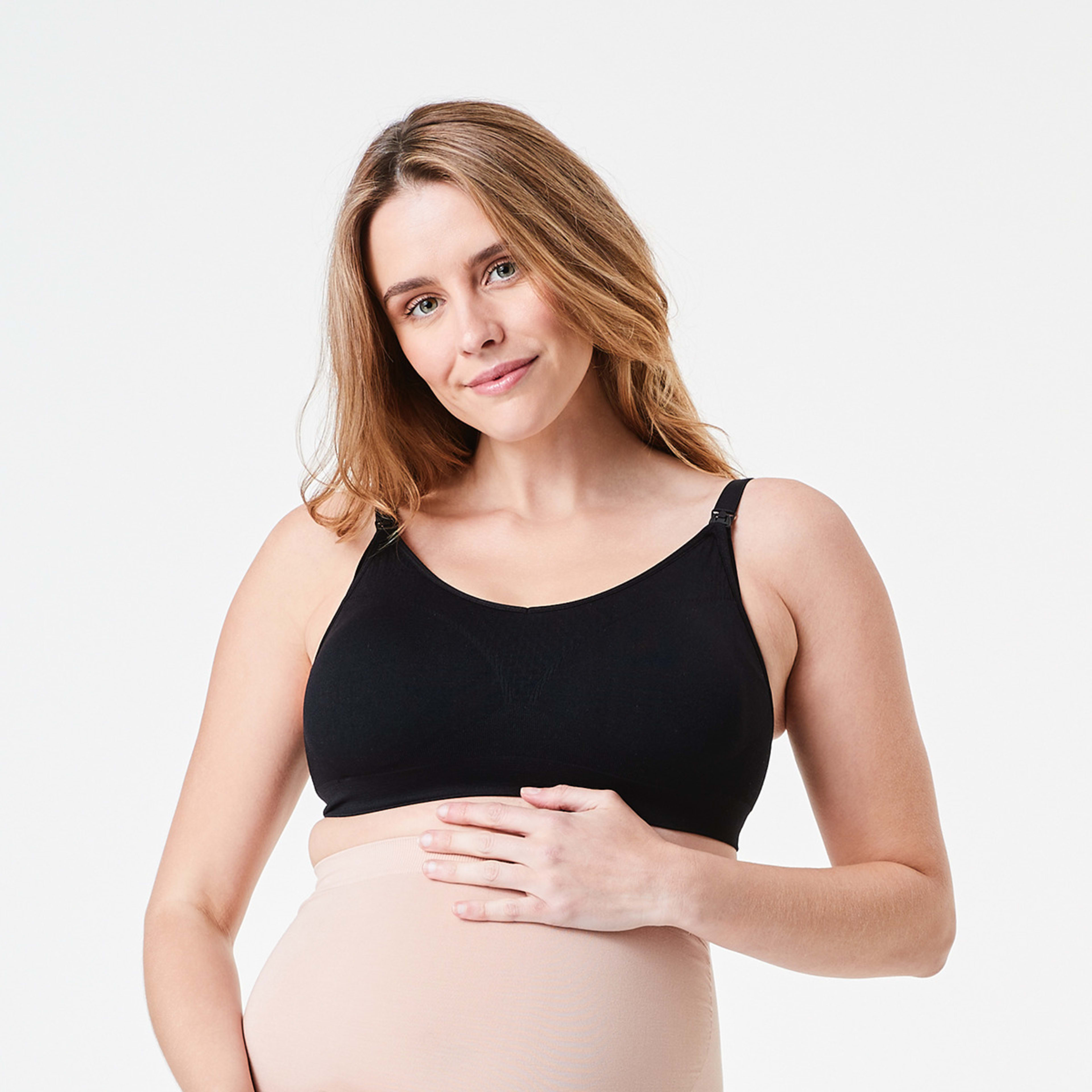 3 2 Pack Maternity Wirefree Seamfree Crop Black, Grey, 3 of 9