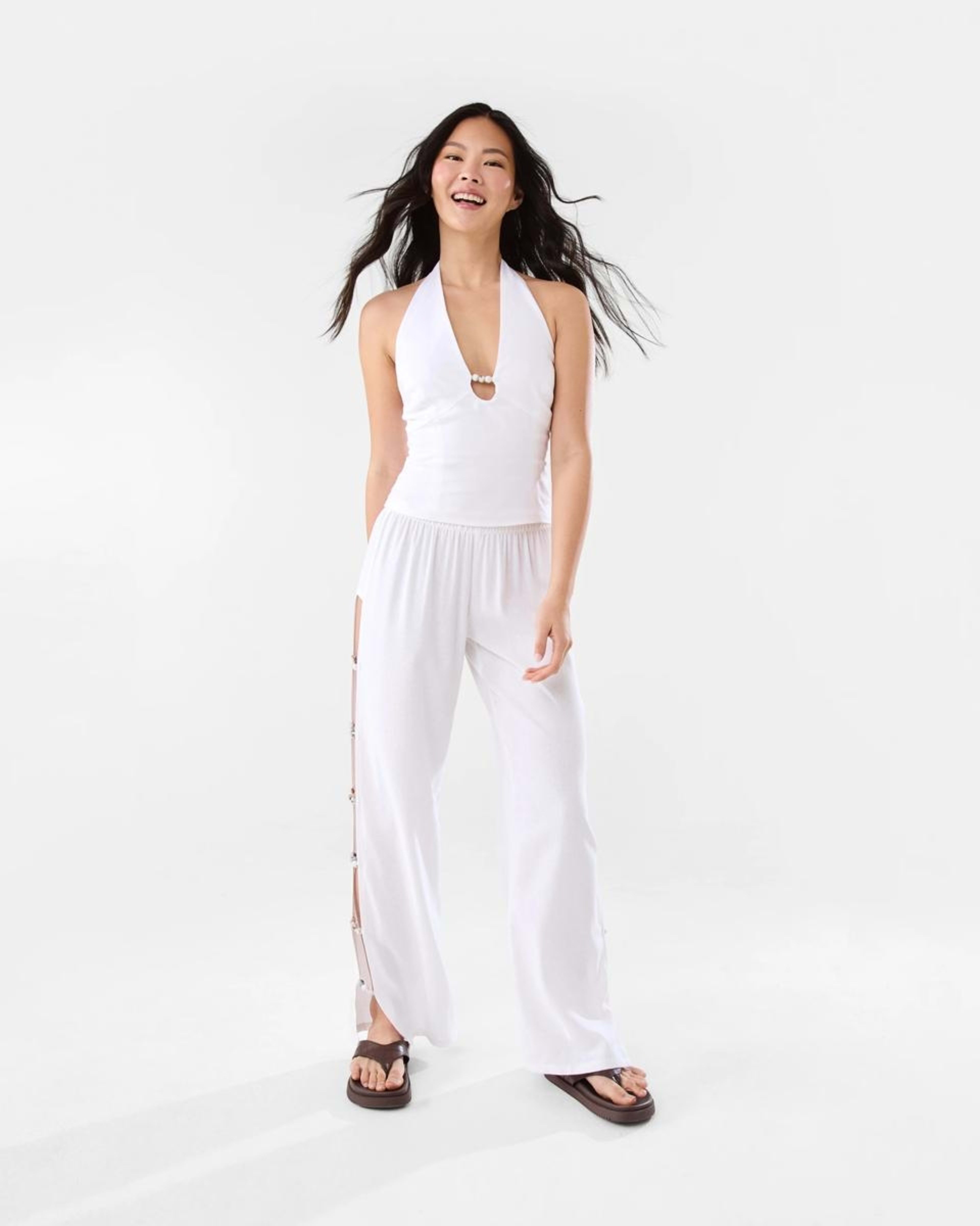 2 Linen Blend Beaded Top WHITE, 2 of 10