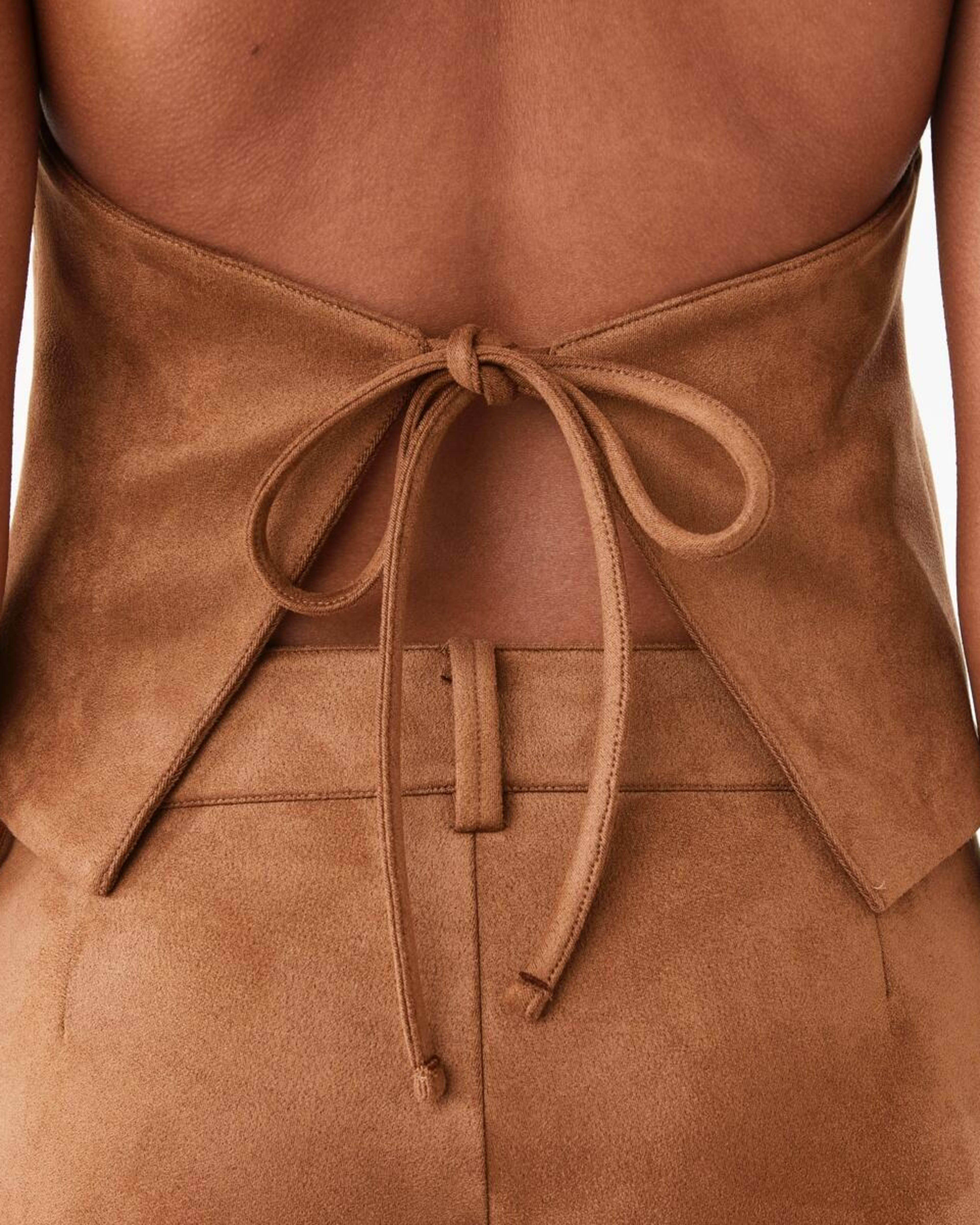 10 Sleeveless Halter Suede Top DEEP CAMEL, 10 of 10