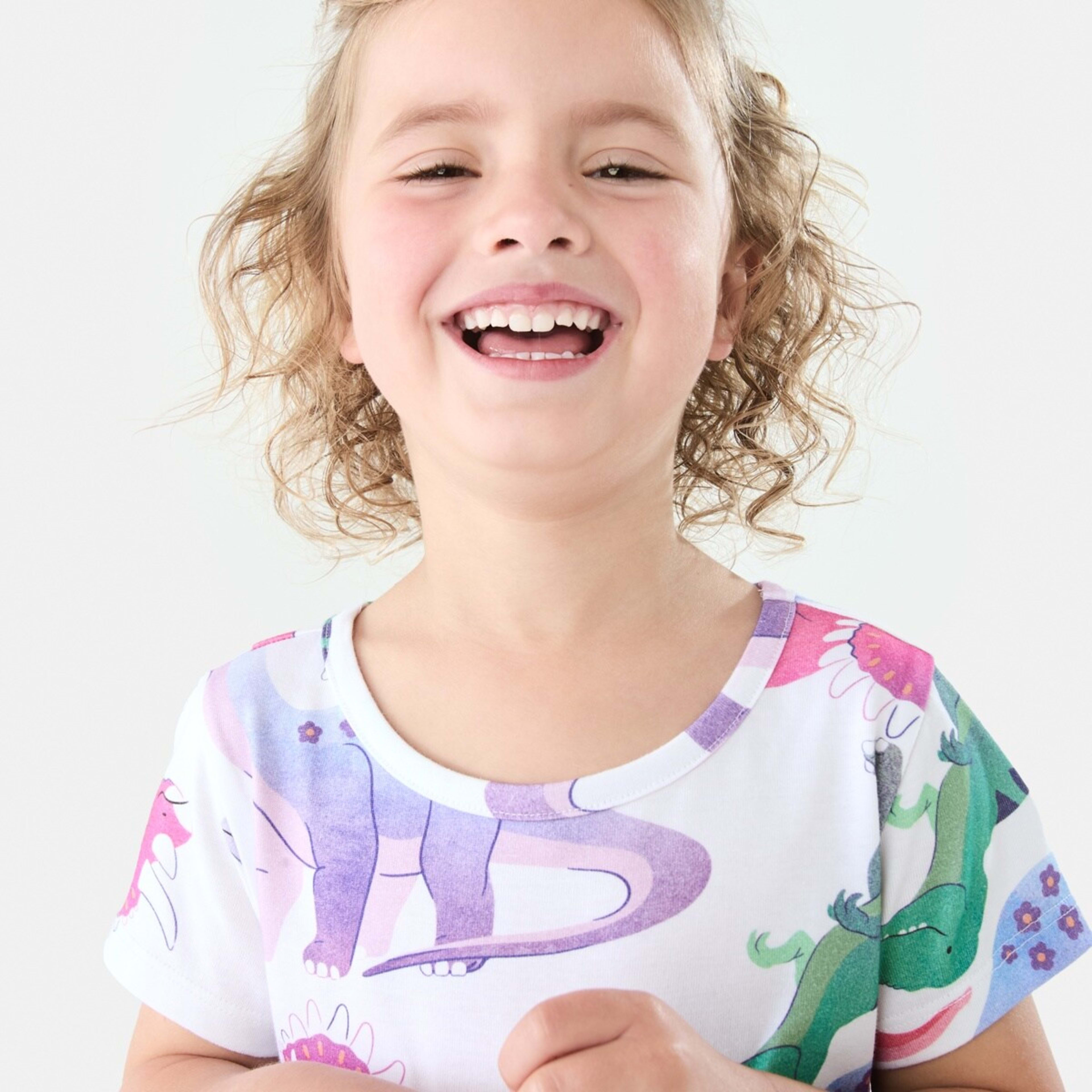 3 Jersey Dress Joyful Dinos White, 3 of 10