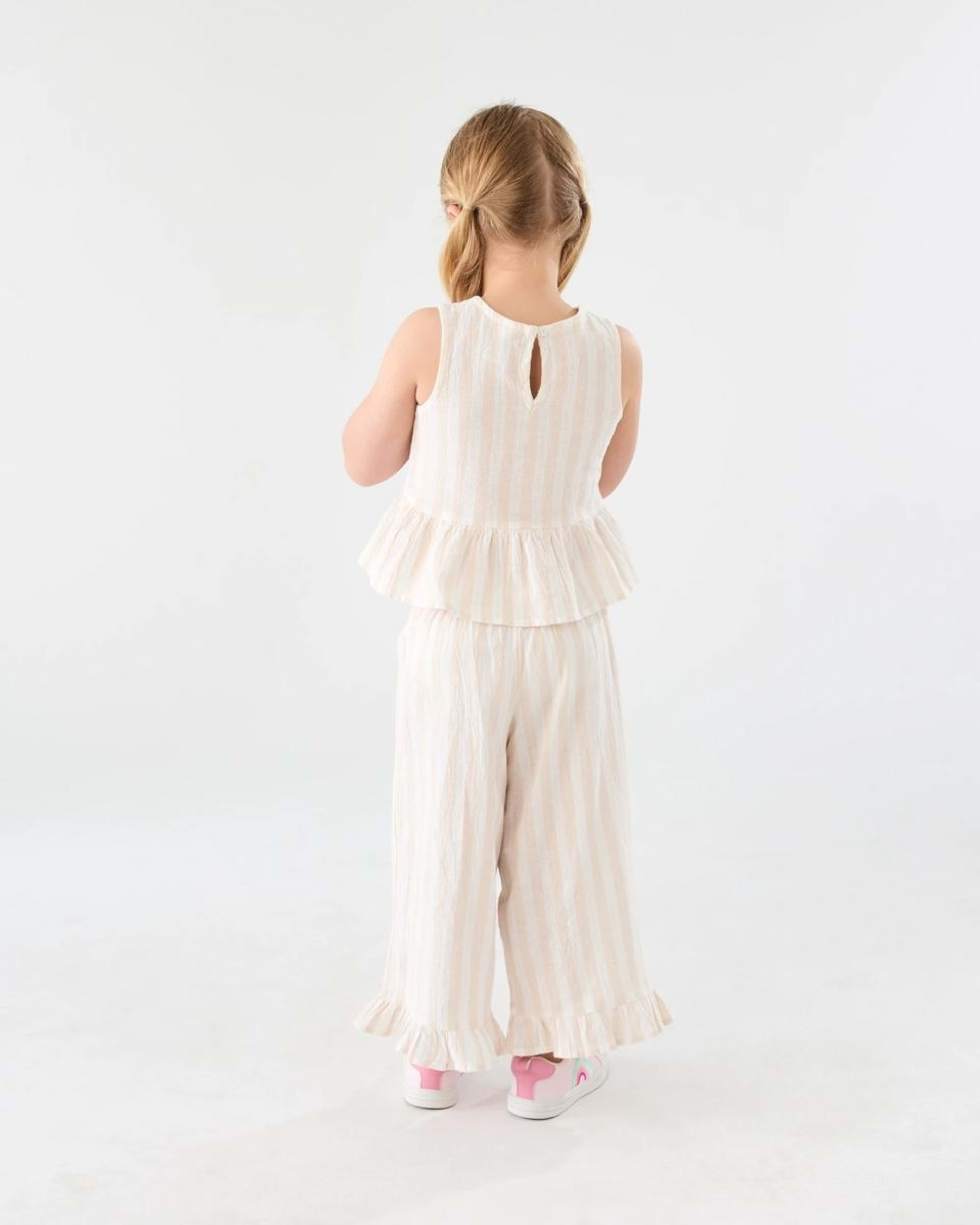 6 Tie Front Frill Top Bge Stripe, 6 of 7