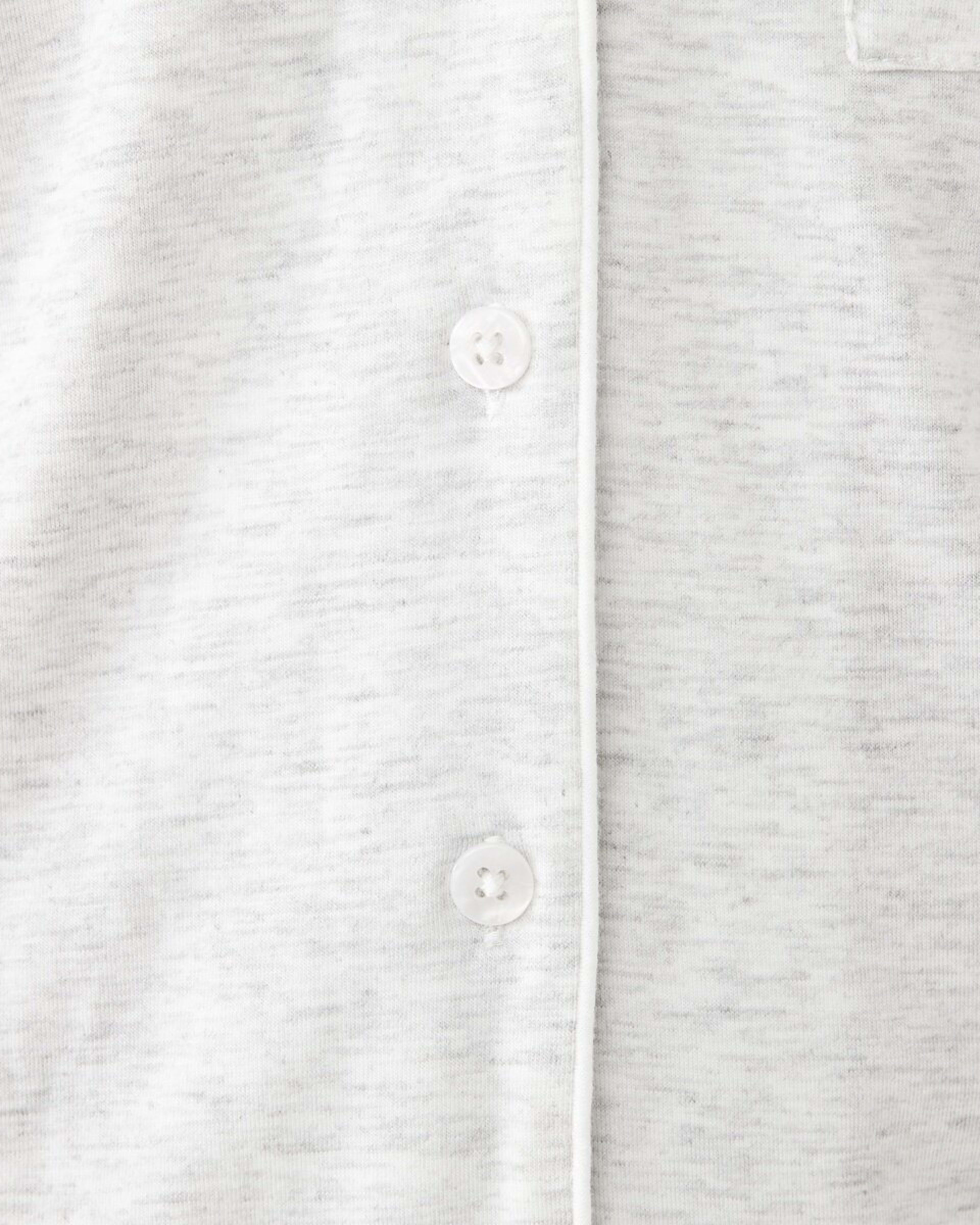 6 Long Sleeve Button Through Pyjama Set White Marle, 6 of 10