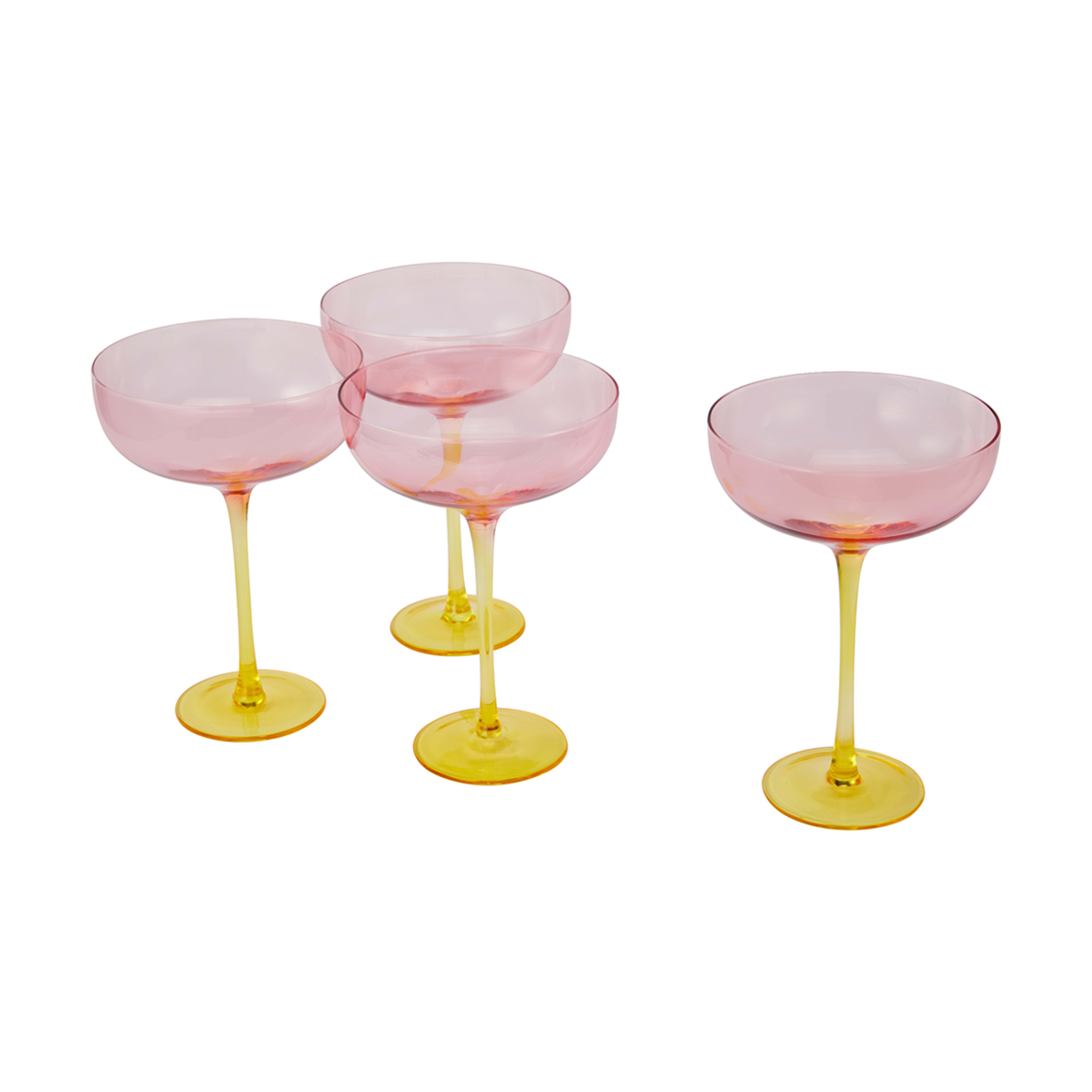 4 Two Tone Pink and Yellow Coupe Glasses Kmart