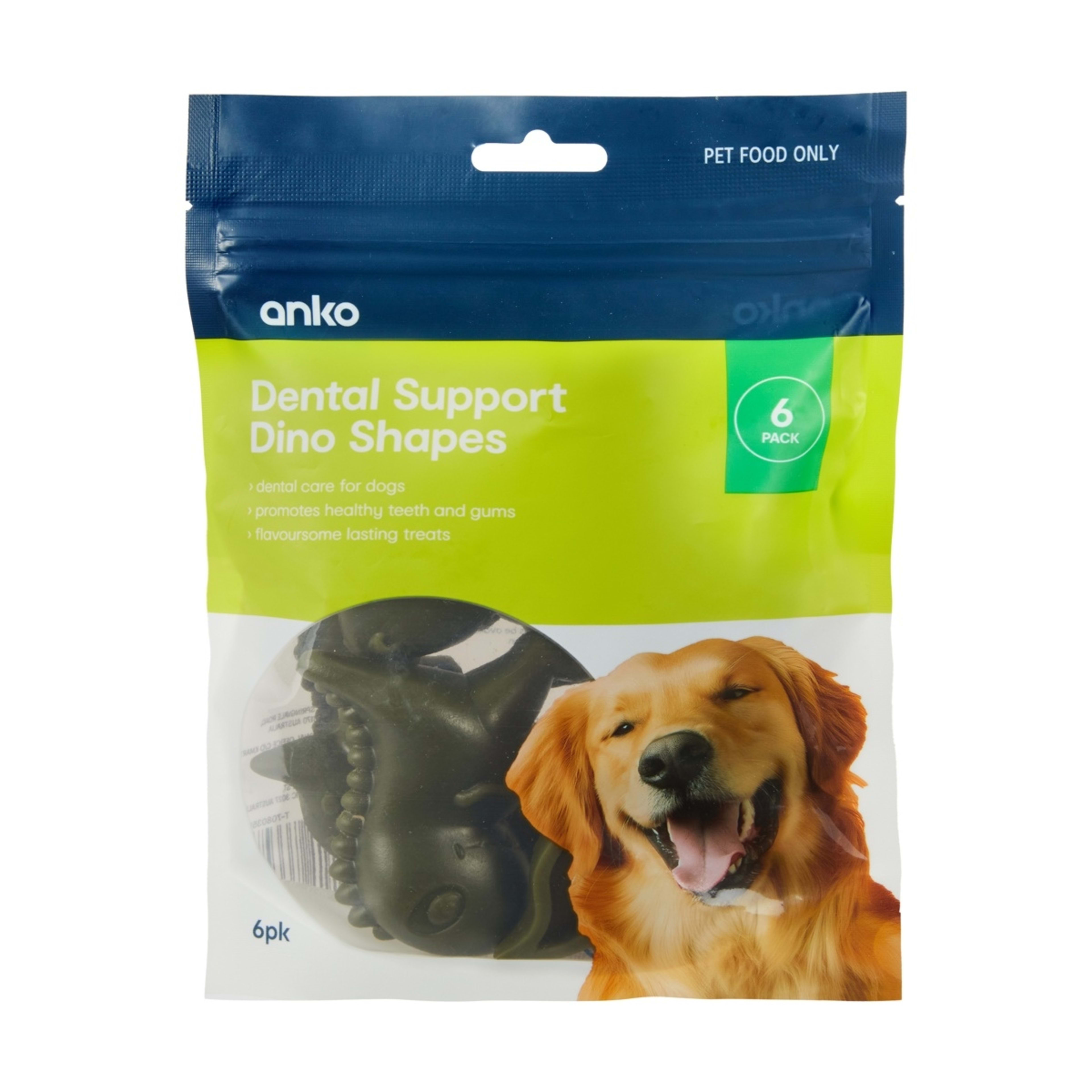 1 6 Pack Pet Treat Dental Bites Dino Shapes