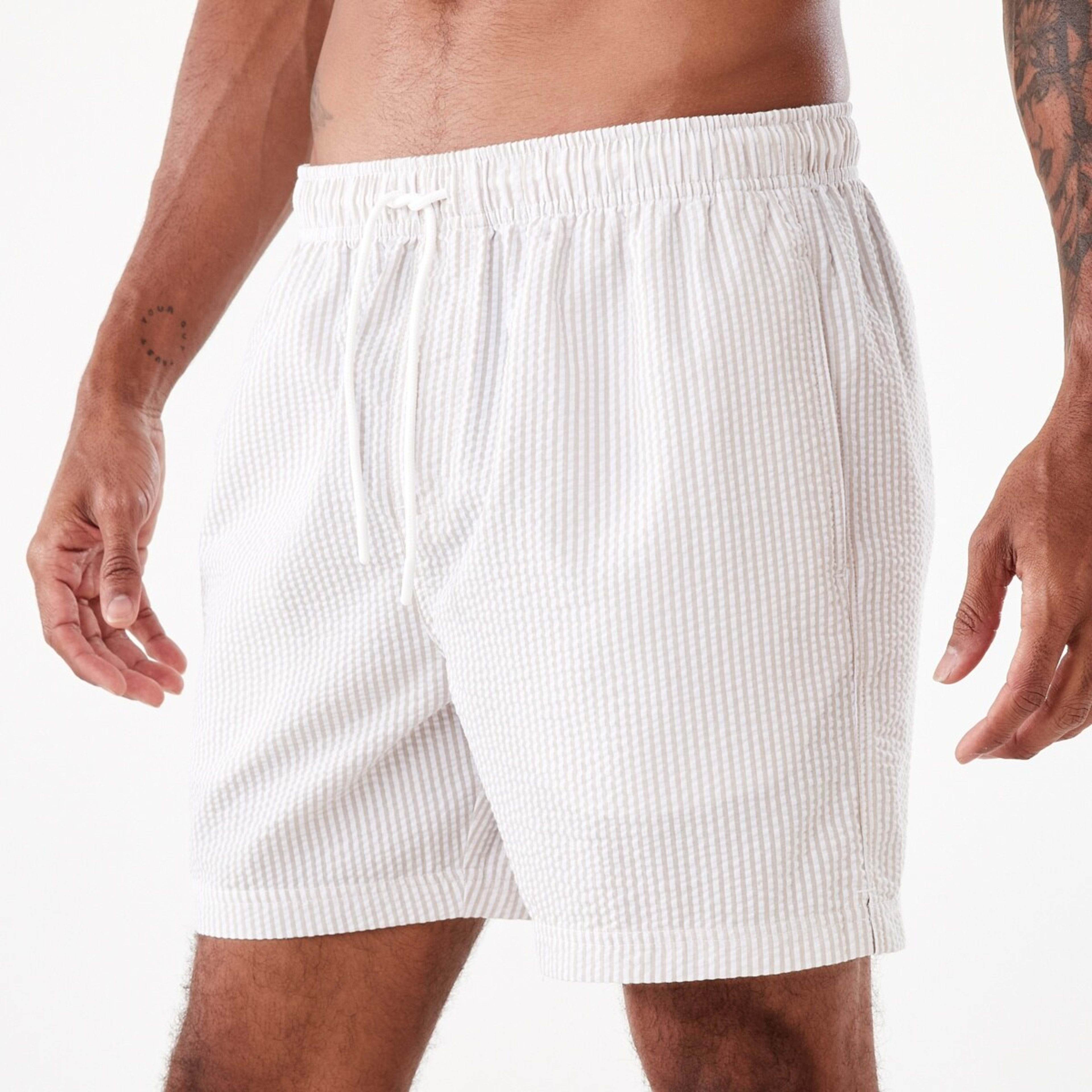 2 Seersucker Boardshorts Beige Stripe, 2 of 7
