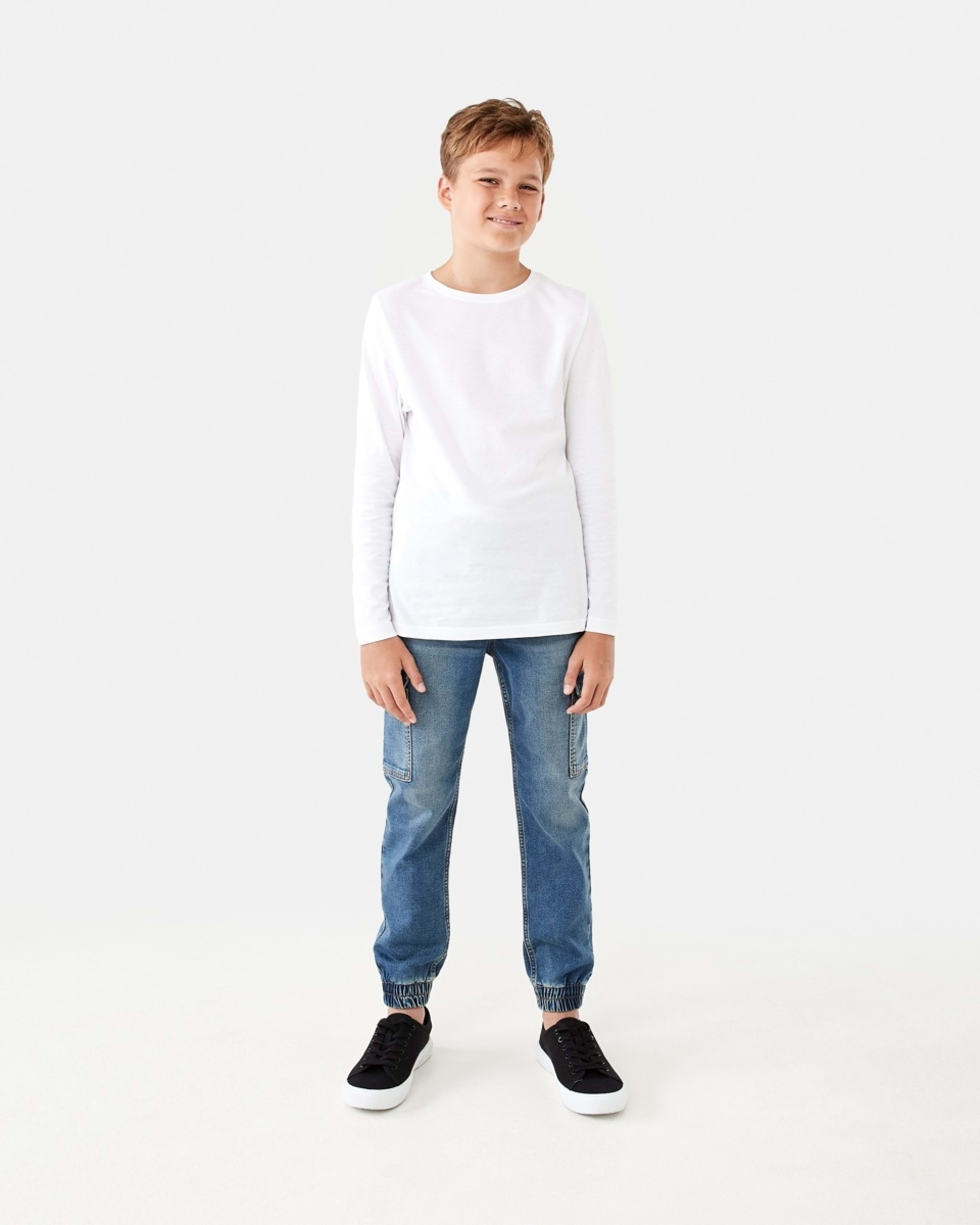 6 Denim Cargo Joggers Mid Wash, 6 of 9