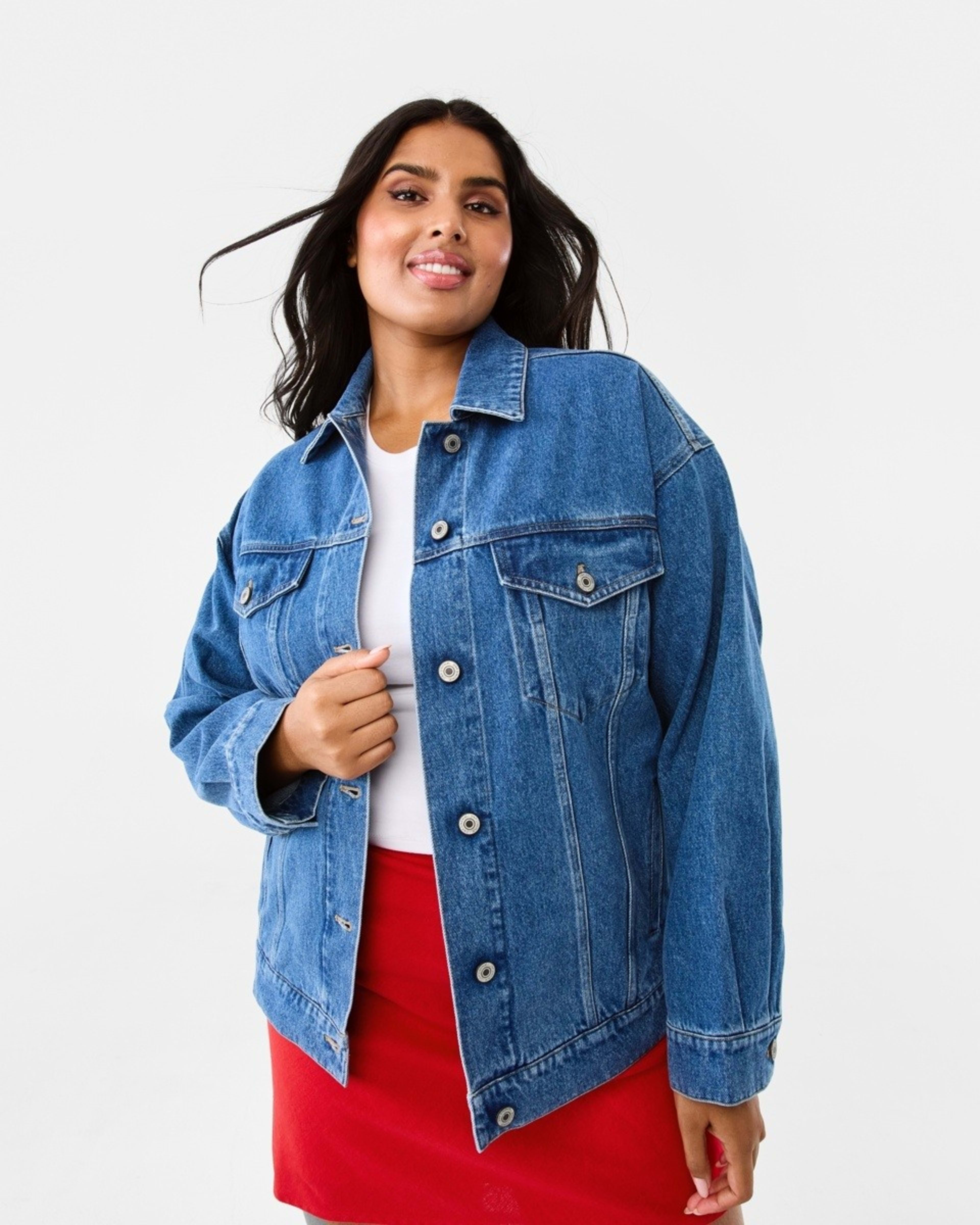 3 Oversized Denim Jacket Mid Wash, 3 of 10