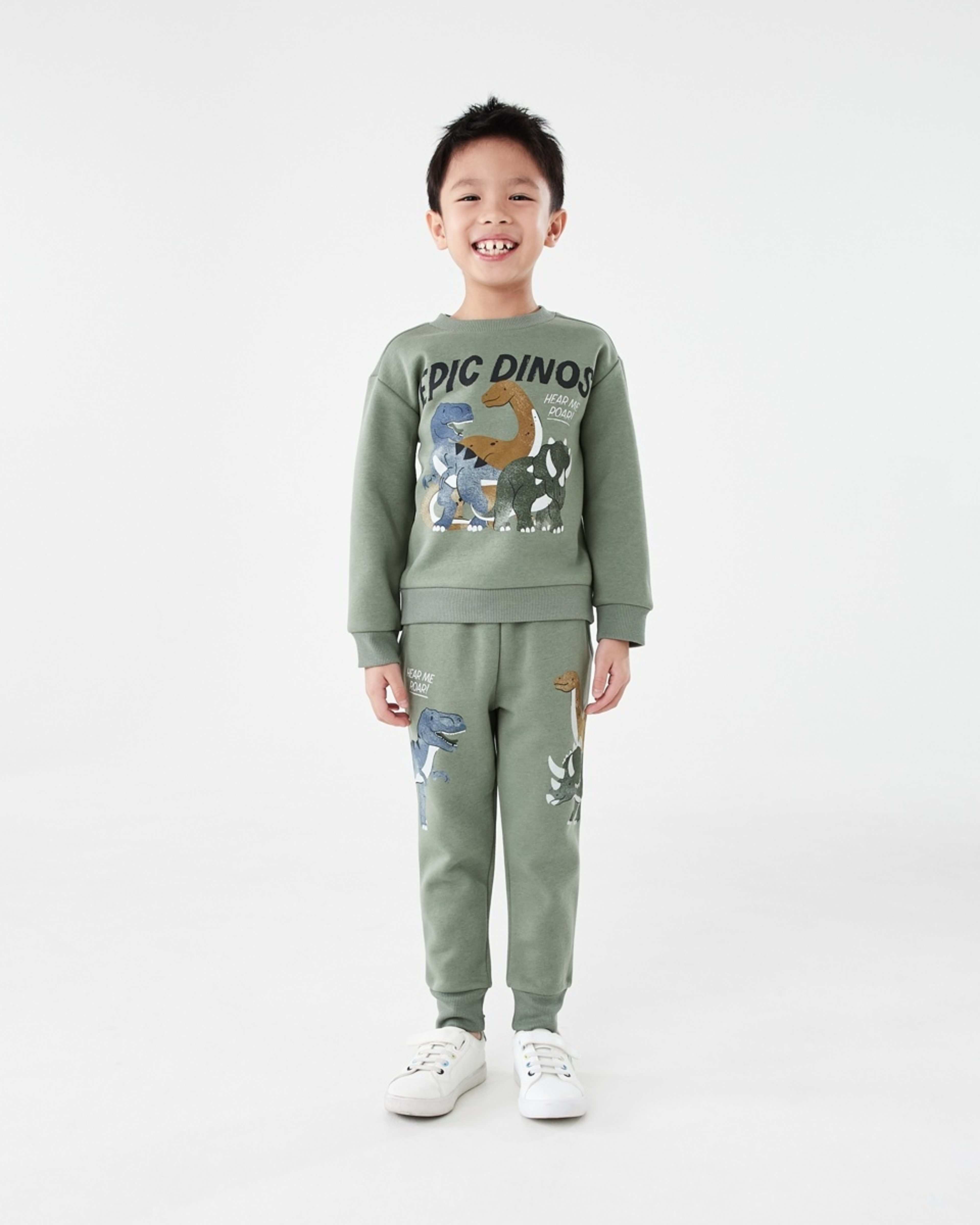 5 Print Crew Neck Sweatshirt Grn Dino, 5 of 6