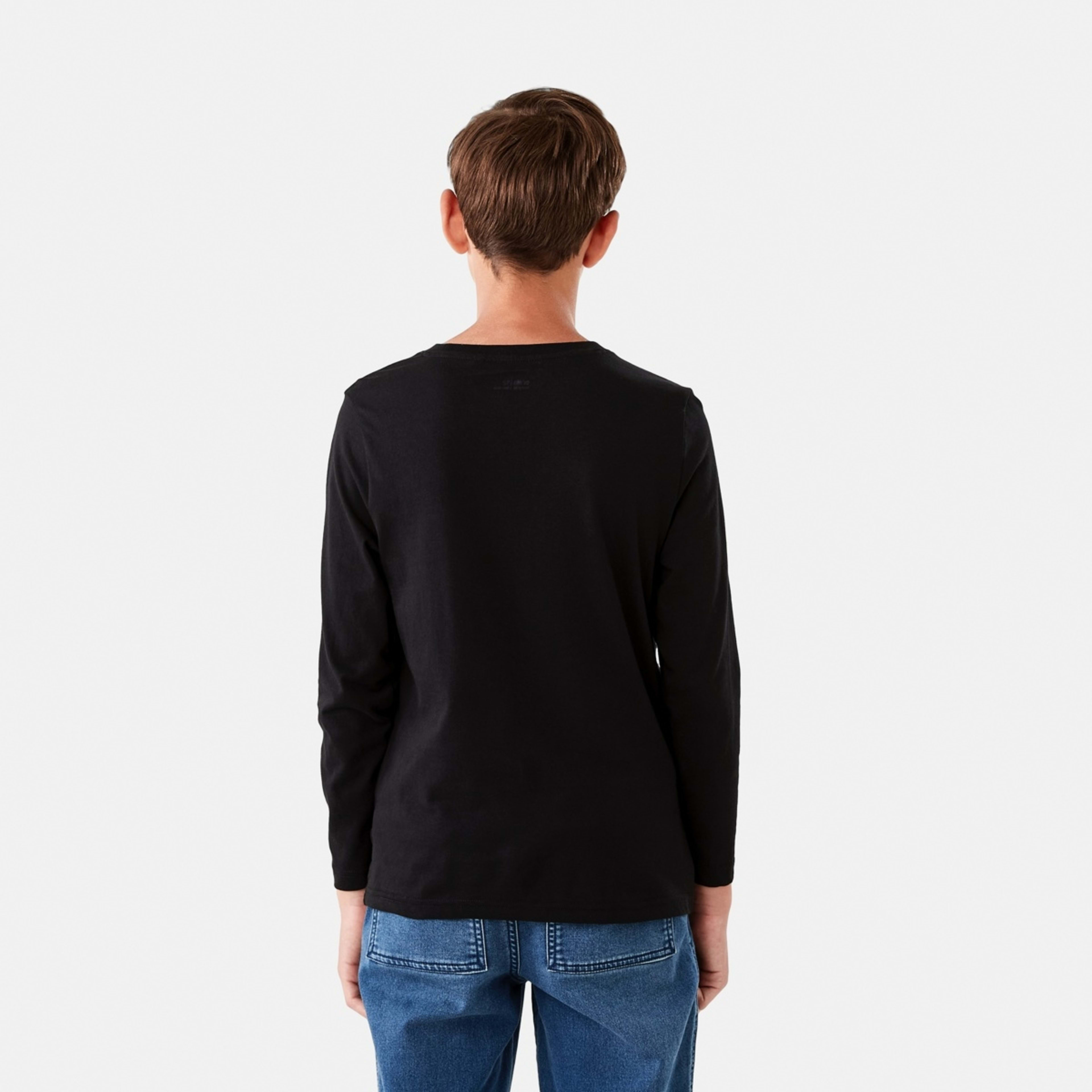 2 Long Sleeve Plain T-shirt Black, 2 of 8