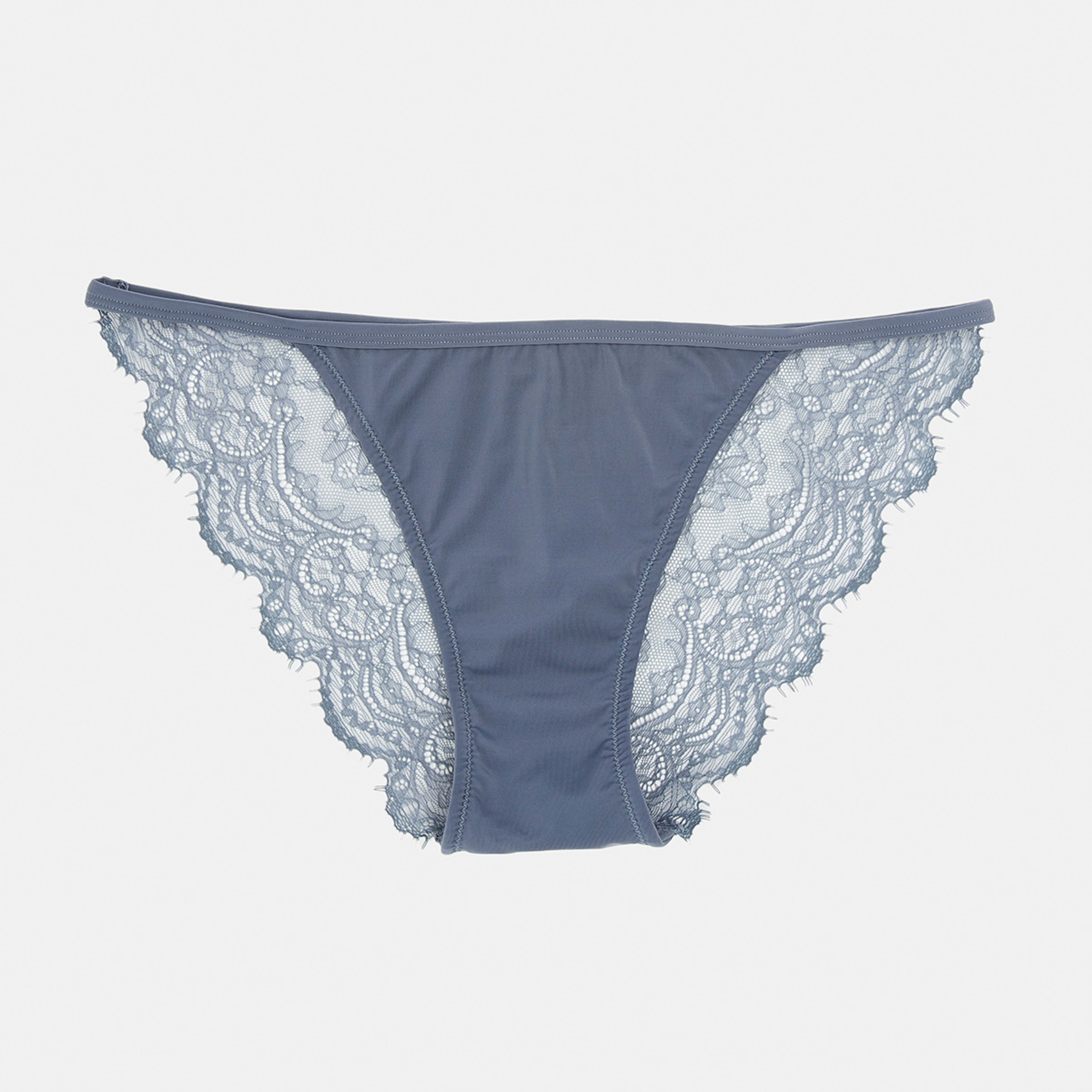 1 Co-ordinated Lace Bikini Briefs Steel Grey, 1 of 6