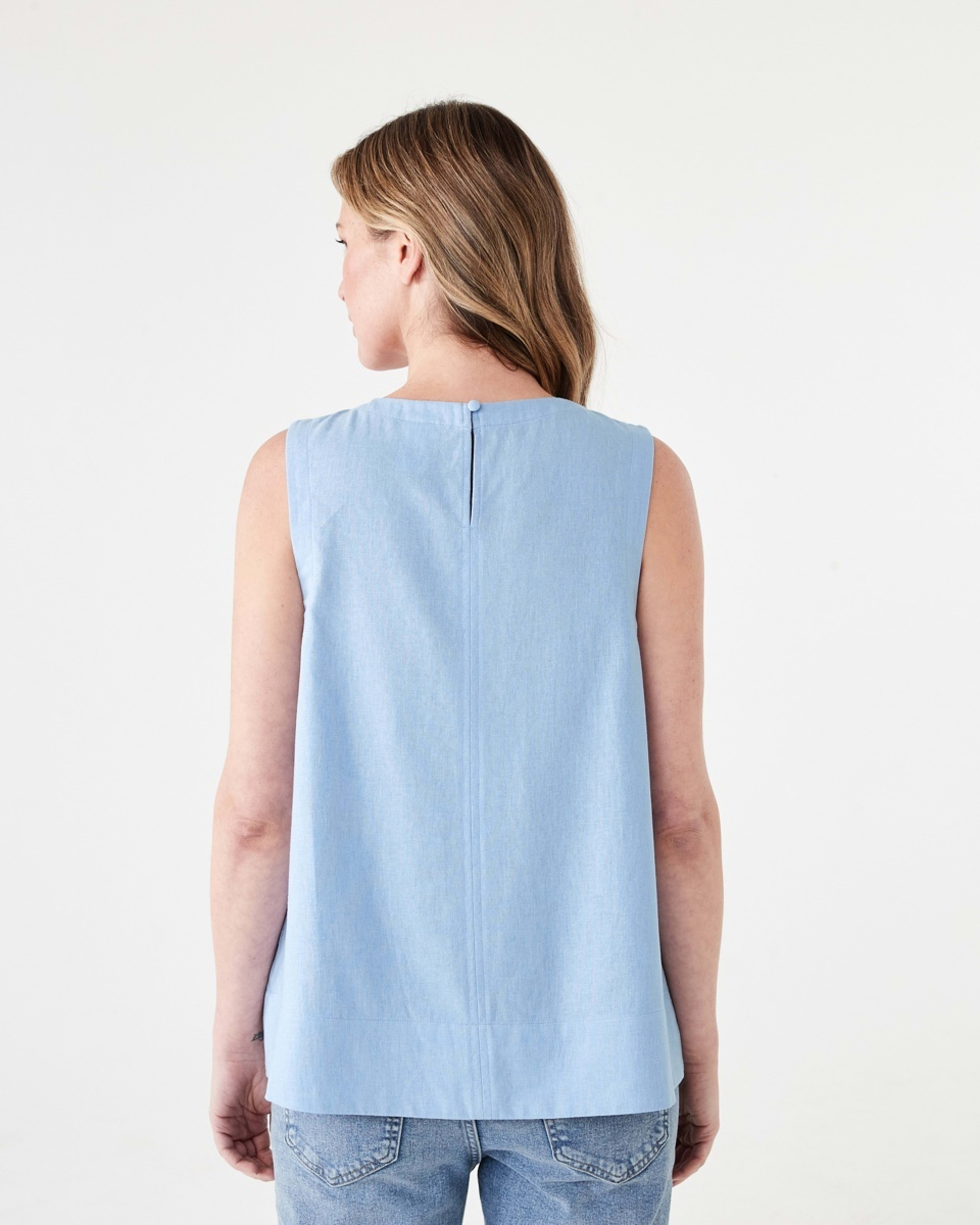 3 Sleeveless Linen Blend Swing Tank BRUNI BLUE, 3 of 5