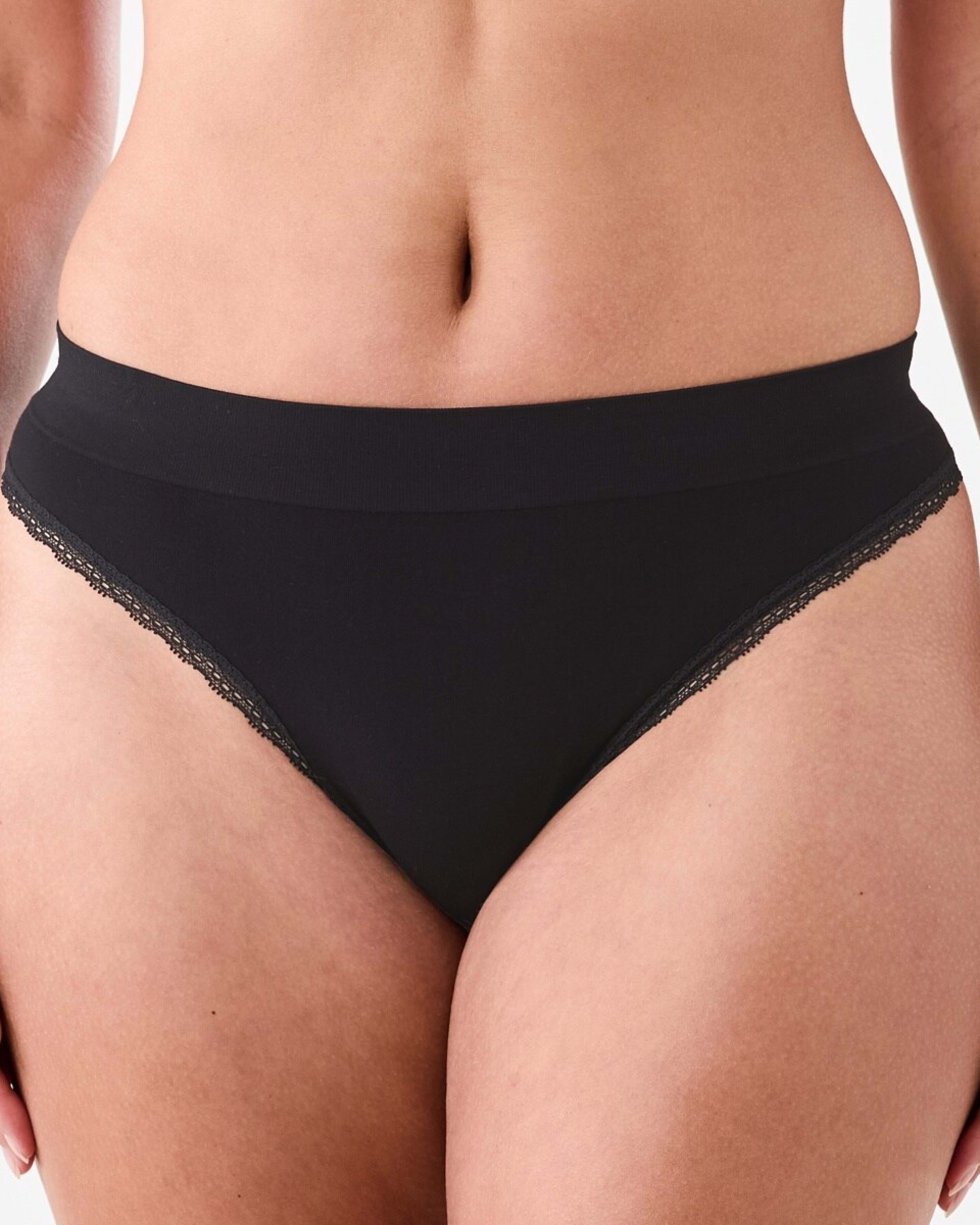 4 3 Pack Seamfree Bamboo Lace G-string Briefs BLACK, BLACK, BLACK, 4 of 6