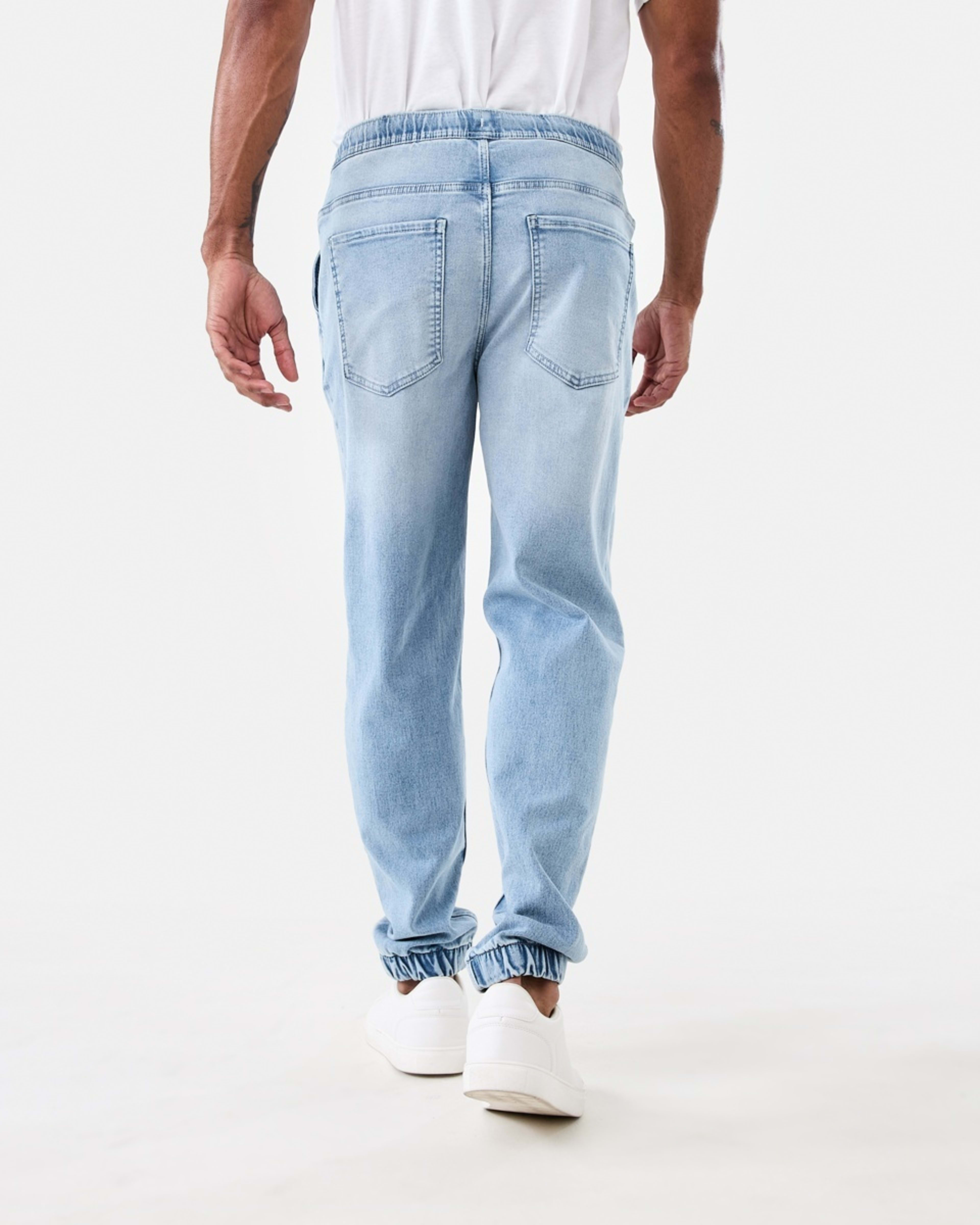 3 Cuffed Denim Joggers LIGHT WASH, 3 of 5