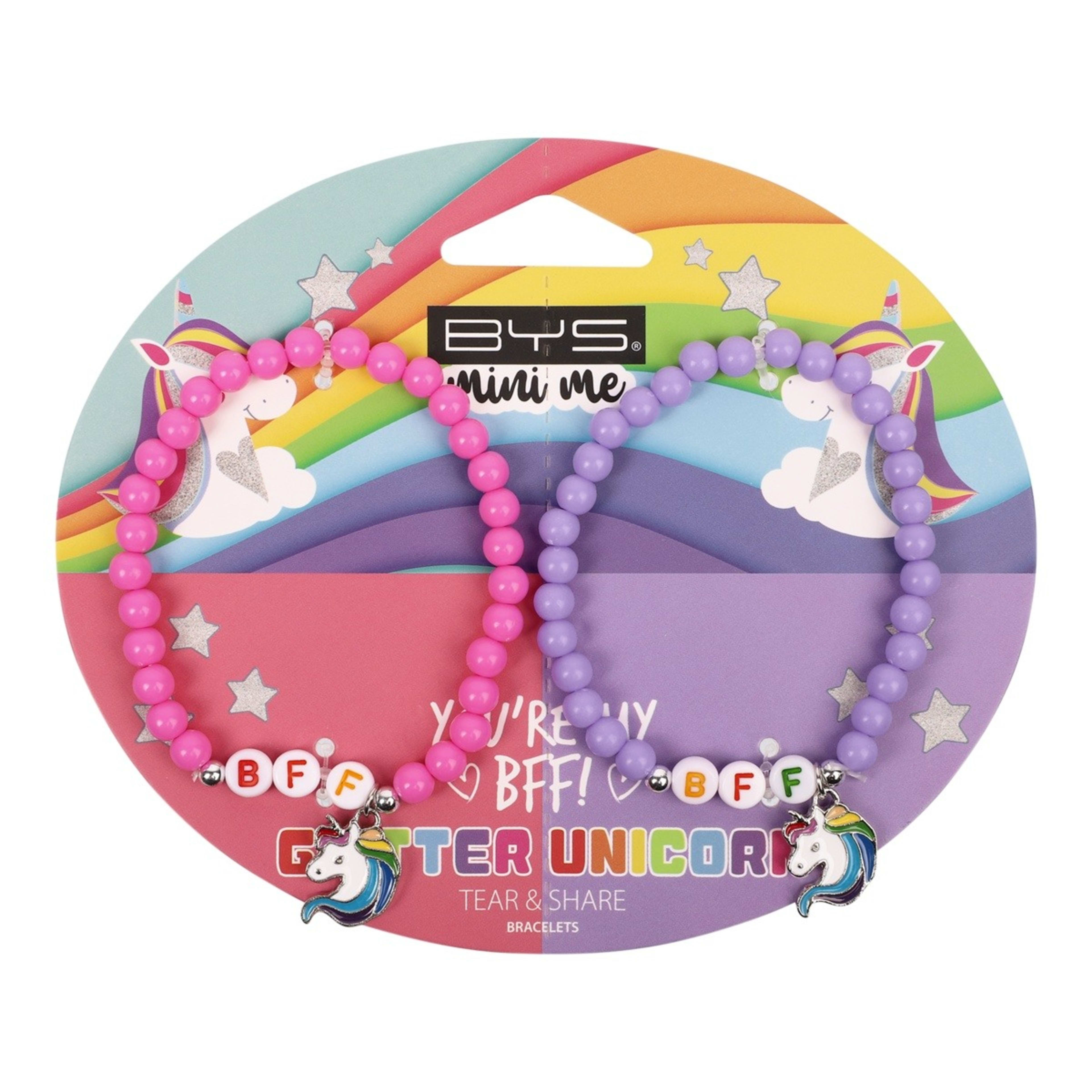 1 BYS 2 Pack Mini Me Glitter Unicorn Tear & Share Bracelets, 1 of 3